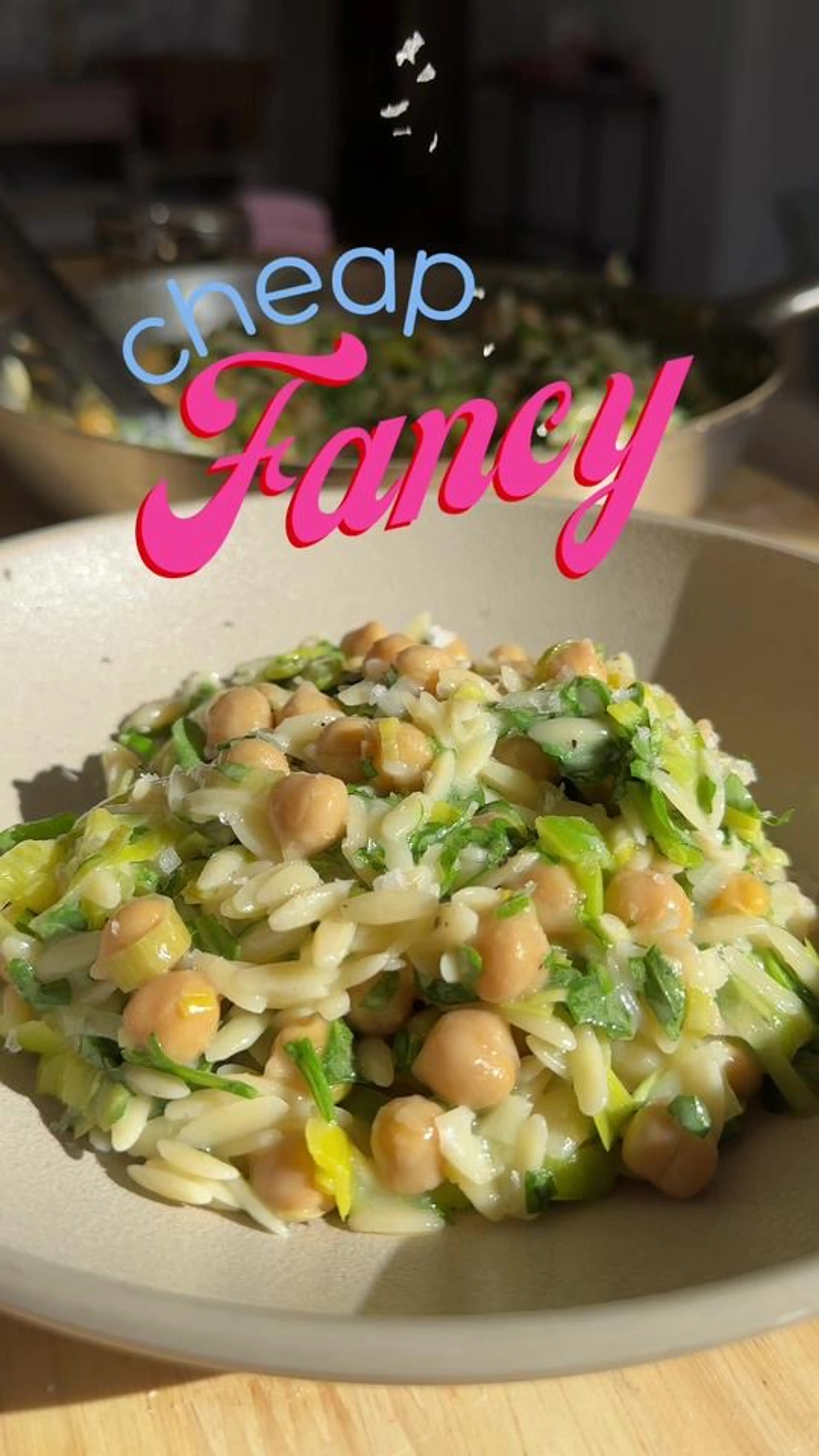 Leek Arugula Chickpea Orzo