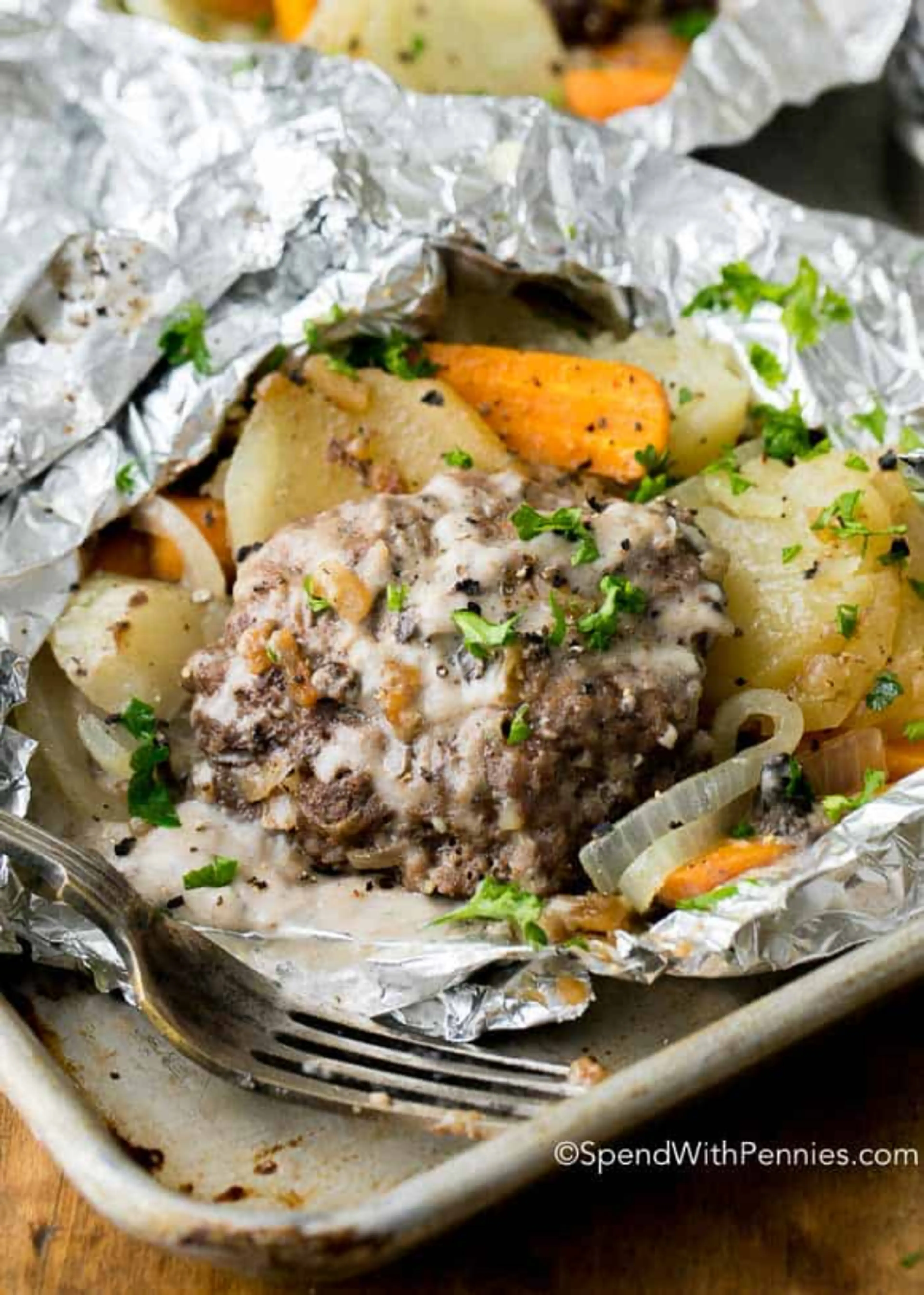 Hobo Dinner Foil Packets (Hamburger & Potato)