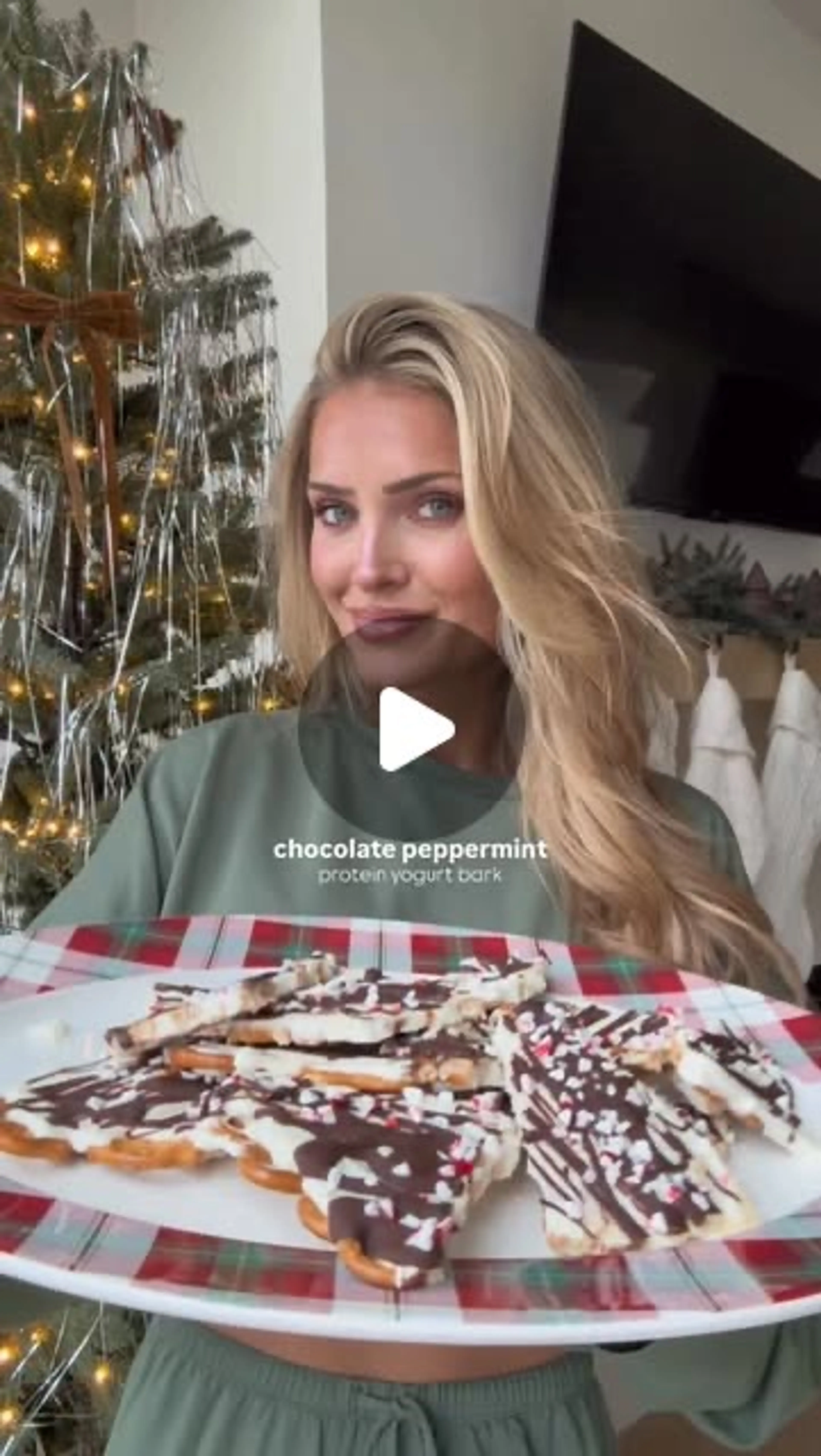 Chocolate Peppermint Protein Yogurt Bark