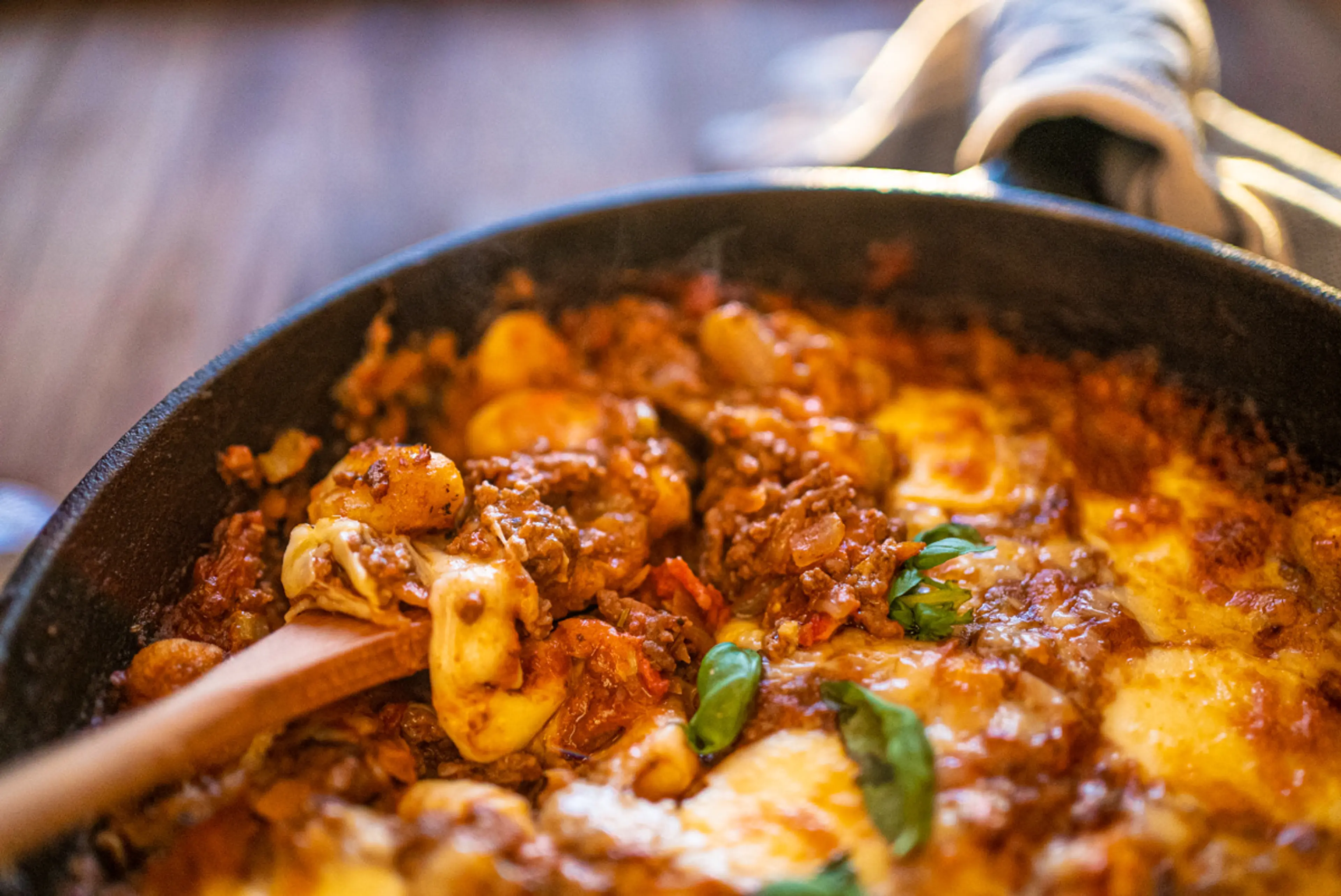 ONE-PAN PESTO BOLOGNESE GNOCCHI BAKE