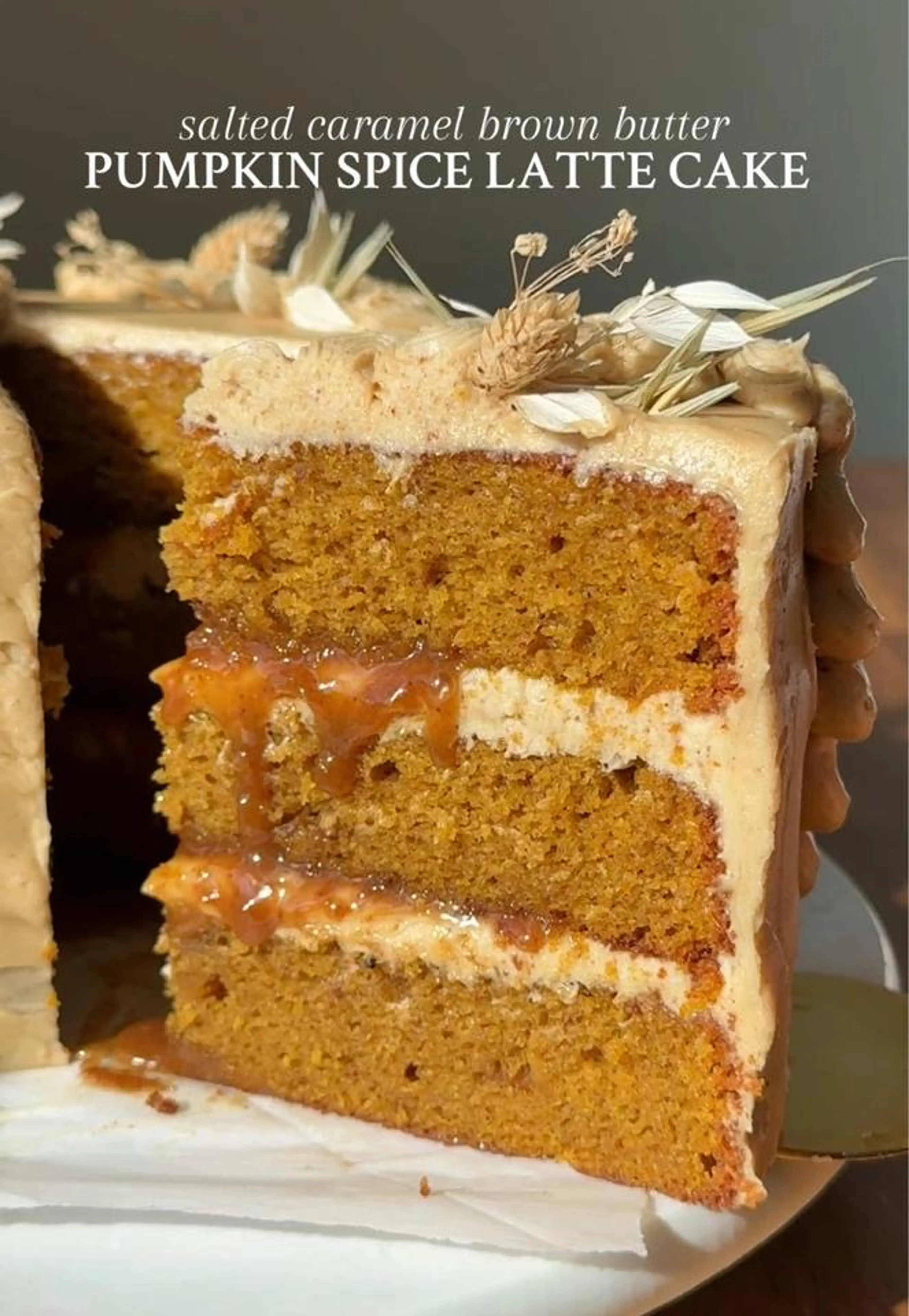 Salted Caramel Brown Butter Pumpkin Spice Latte Cake