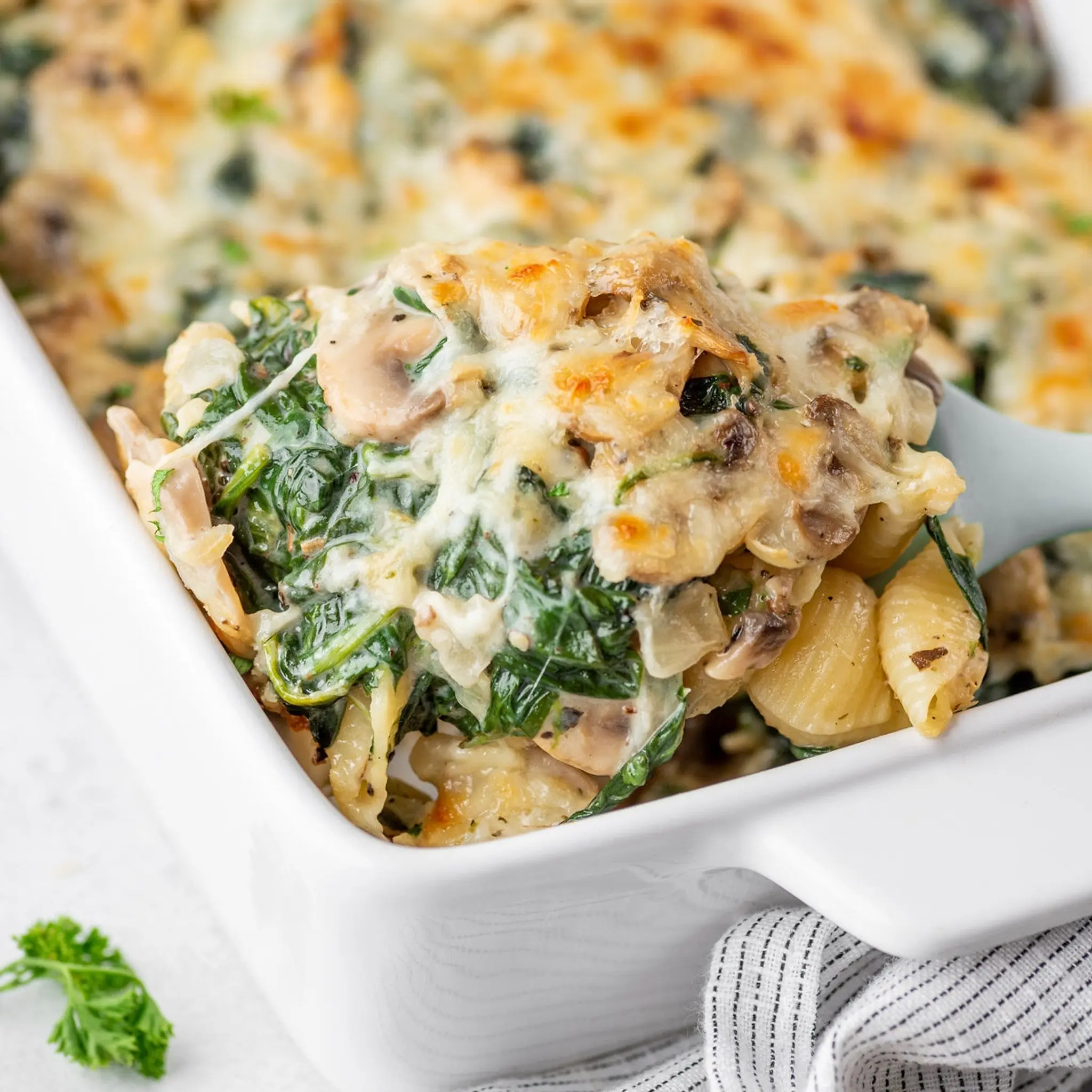 Creamy Spinach and Mushroom Pasta Bake