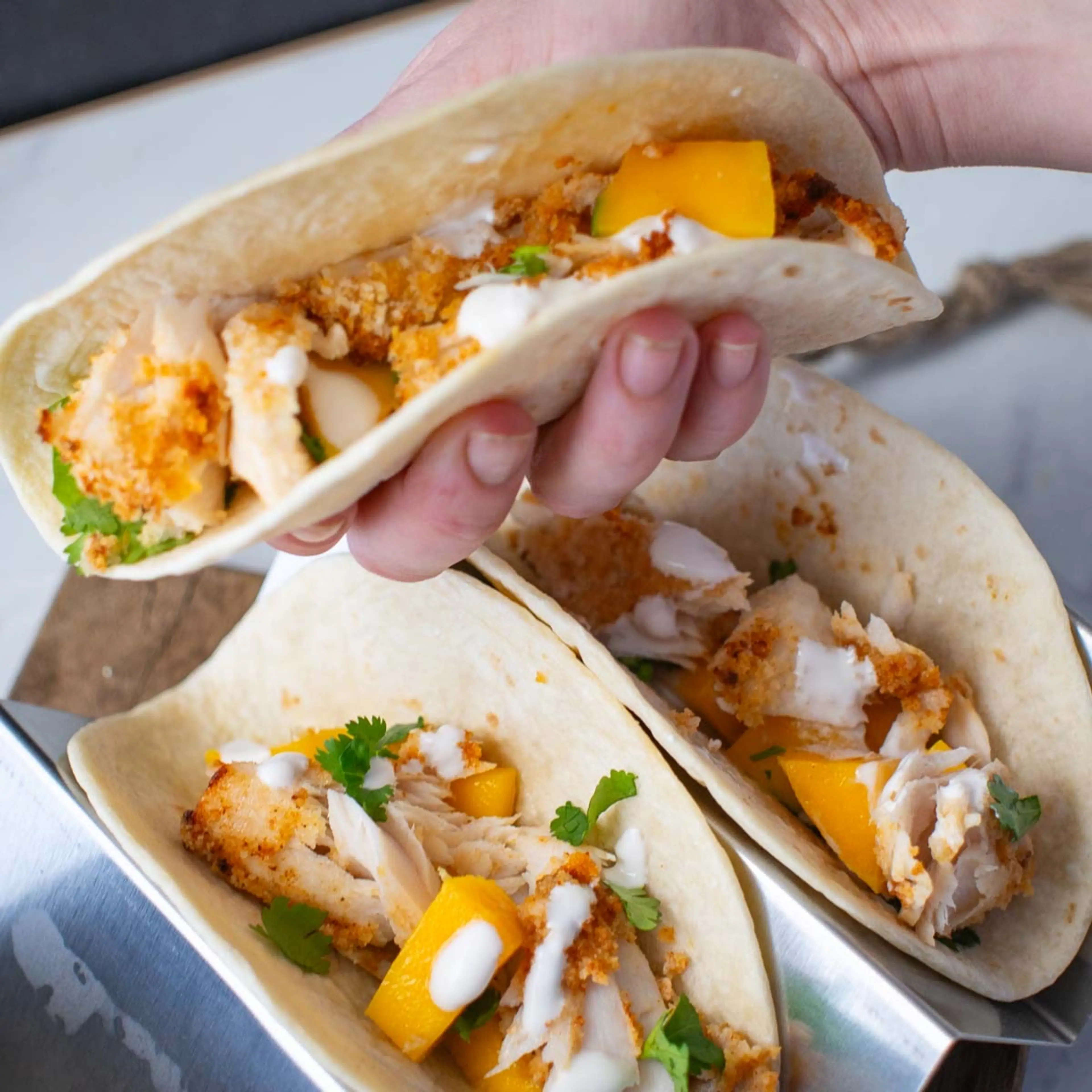 Air Fryer Fish Tacos with Mango Salsa