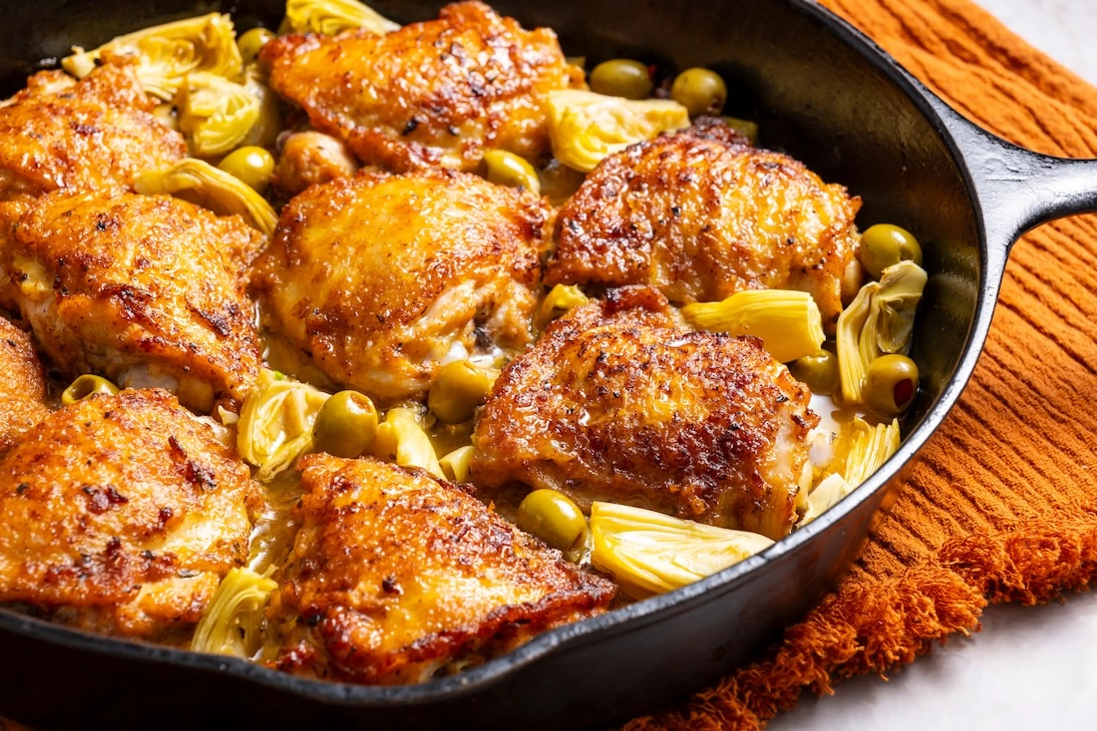 White Wine-Braised Chicken and Artichokes