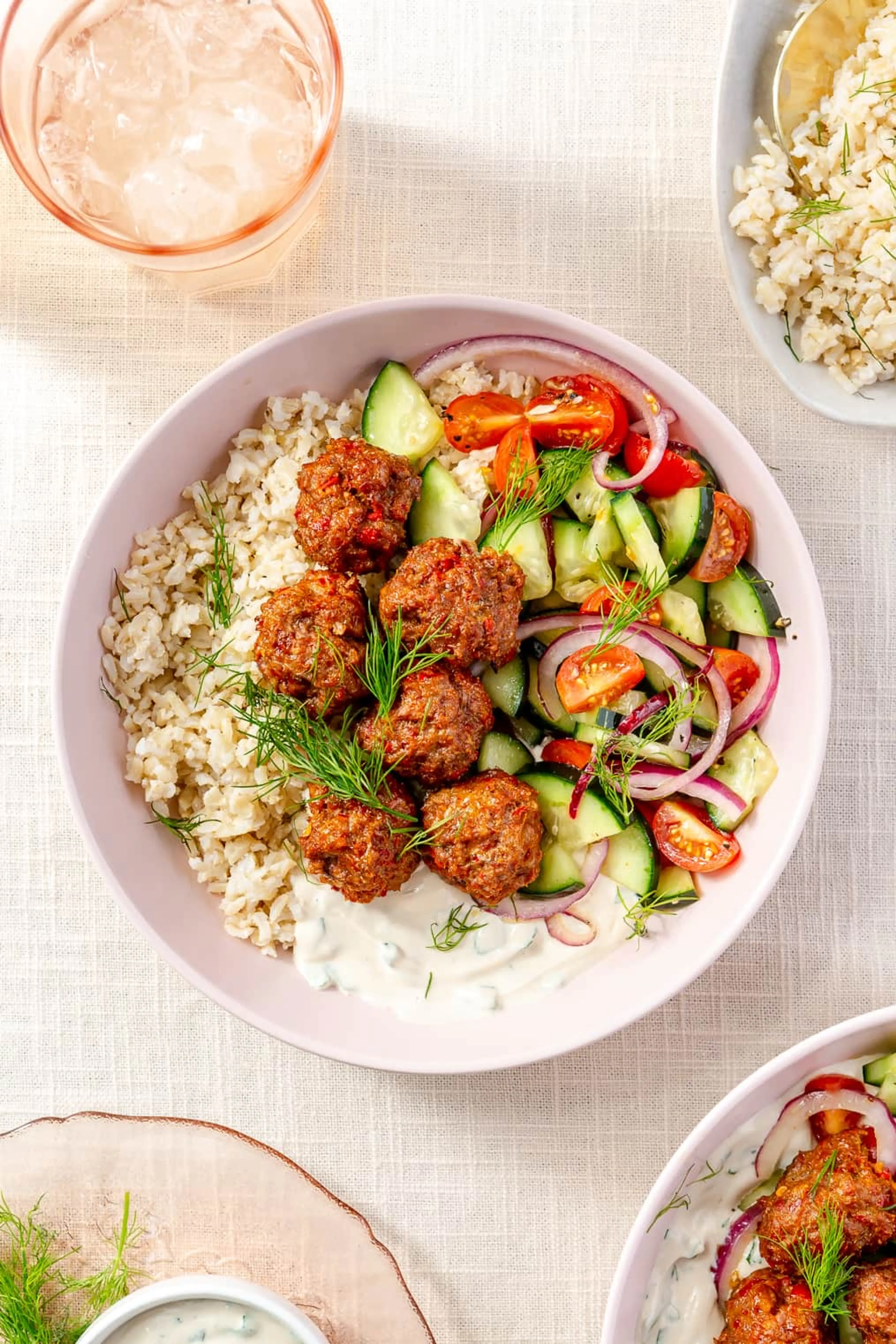 Harissa Lamb Meatball Bowls