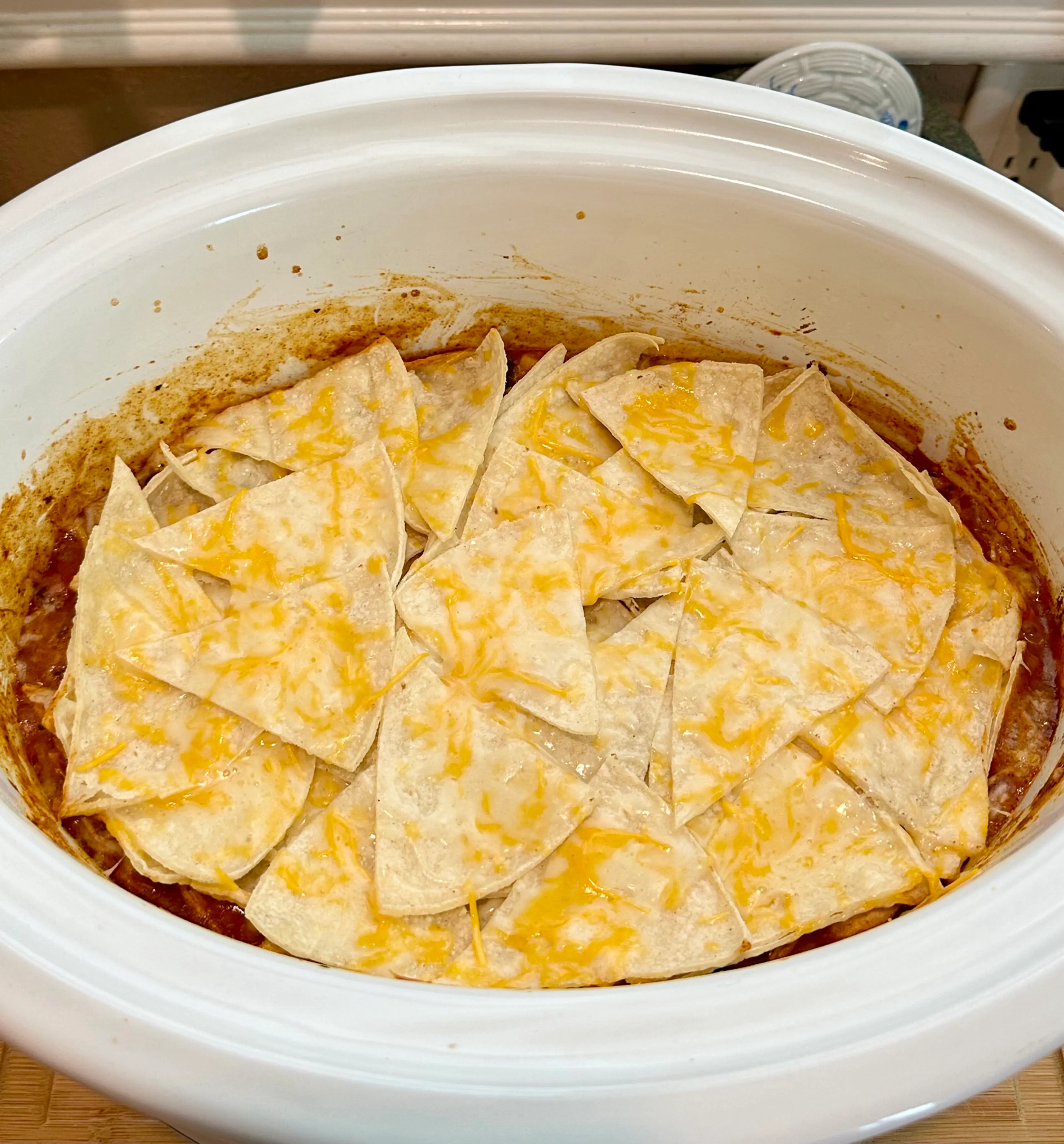 Crockpot Chicken Enchilada Casserole