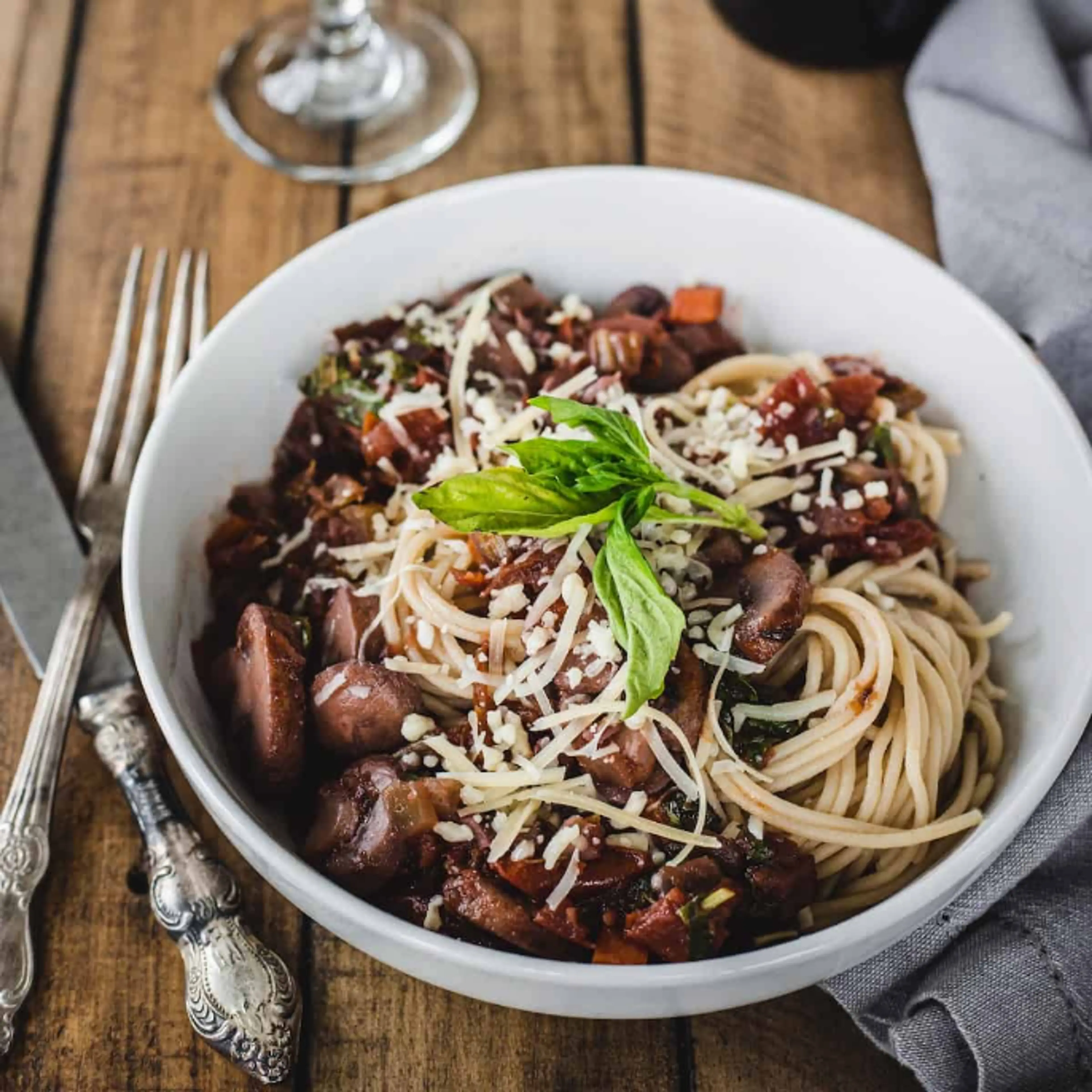 Spaghetti with Mushroom Marinara Sauce