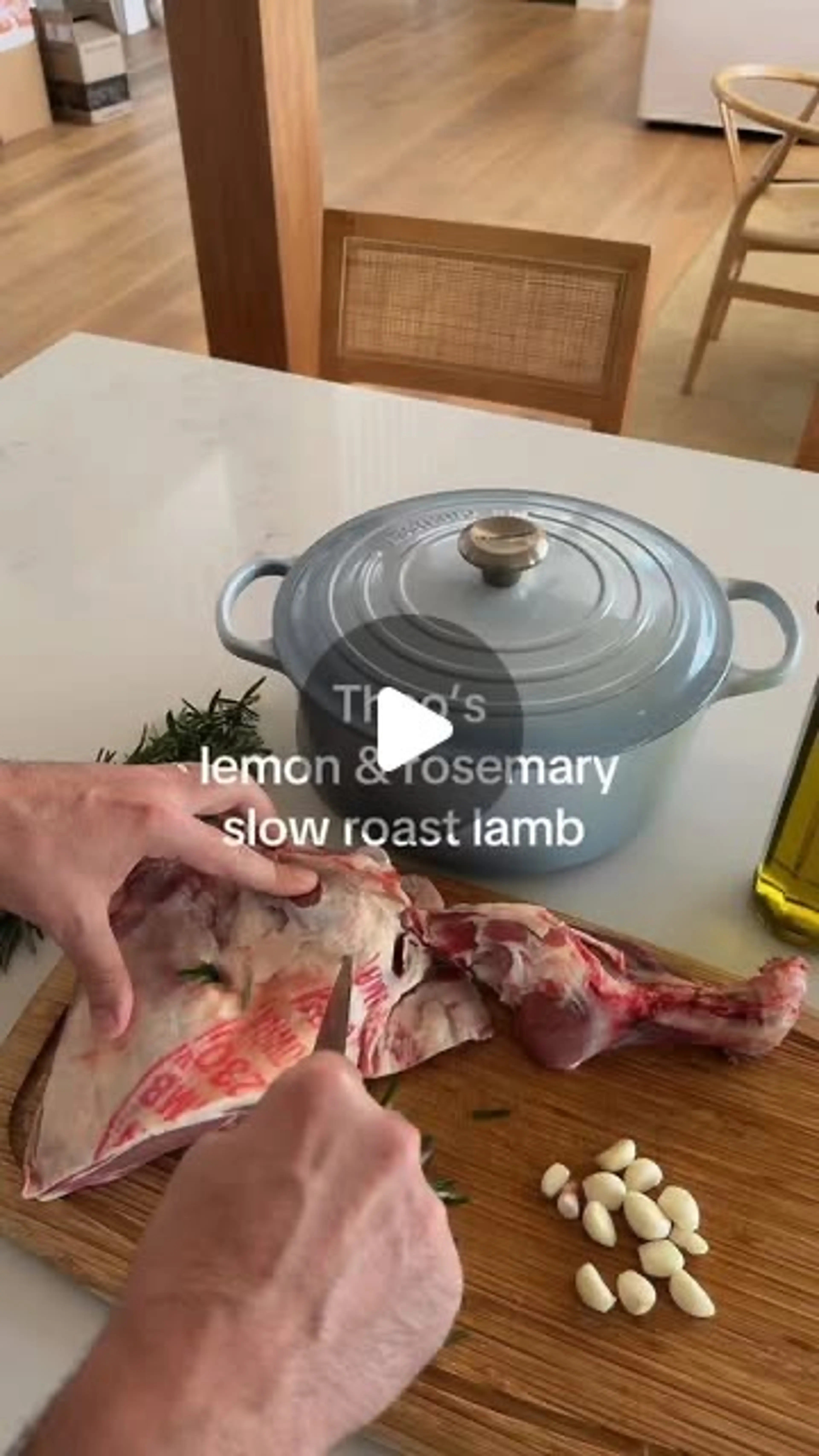 Slow Roasted Rosemary Garlic Lamb With Potatoes