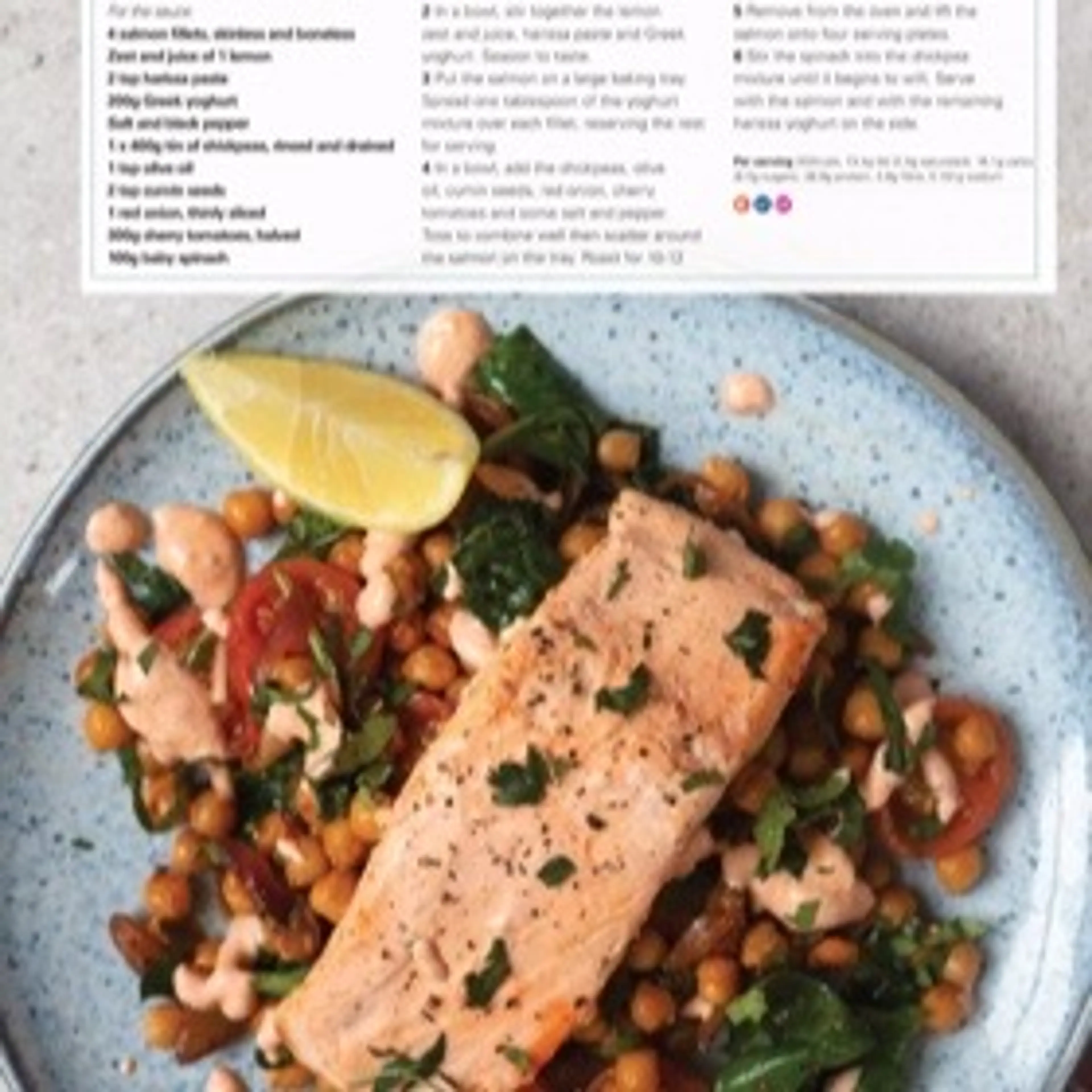 HARISSA SALMON WITH WARM CHICKPEA SALAD