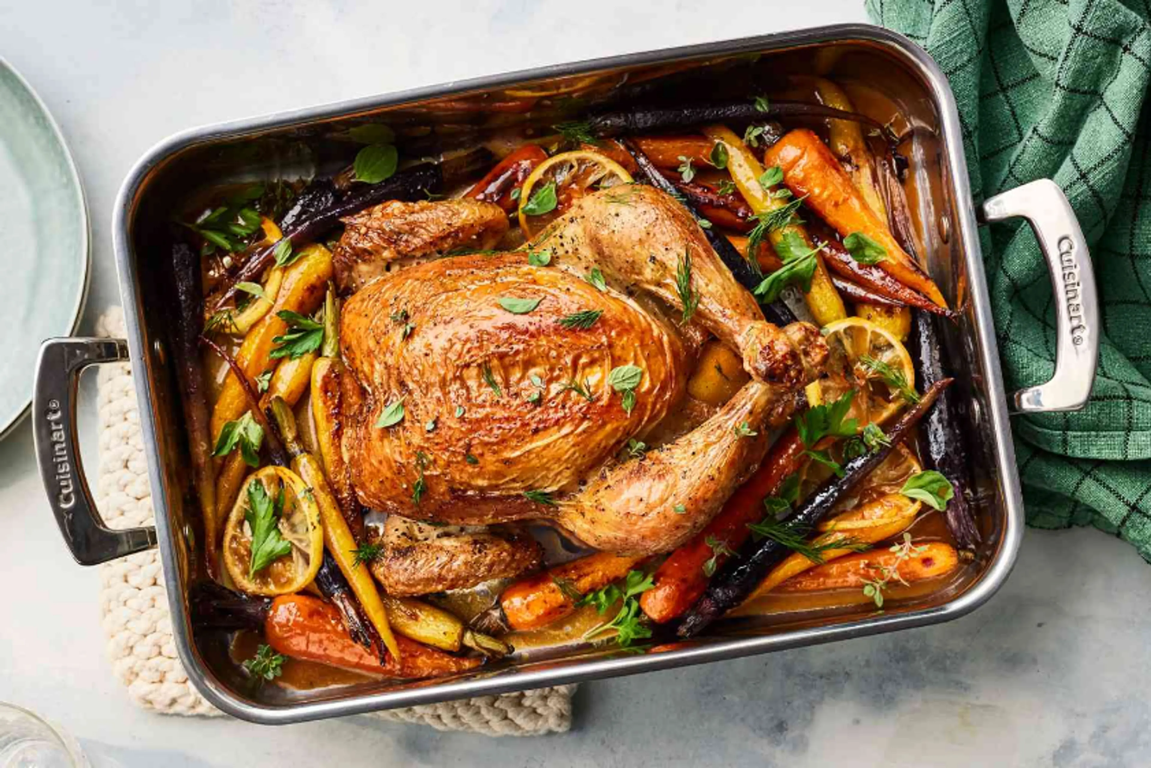 Lemon Roast Chicken With Rainbow Carrots