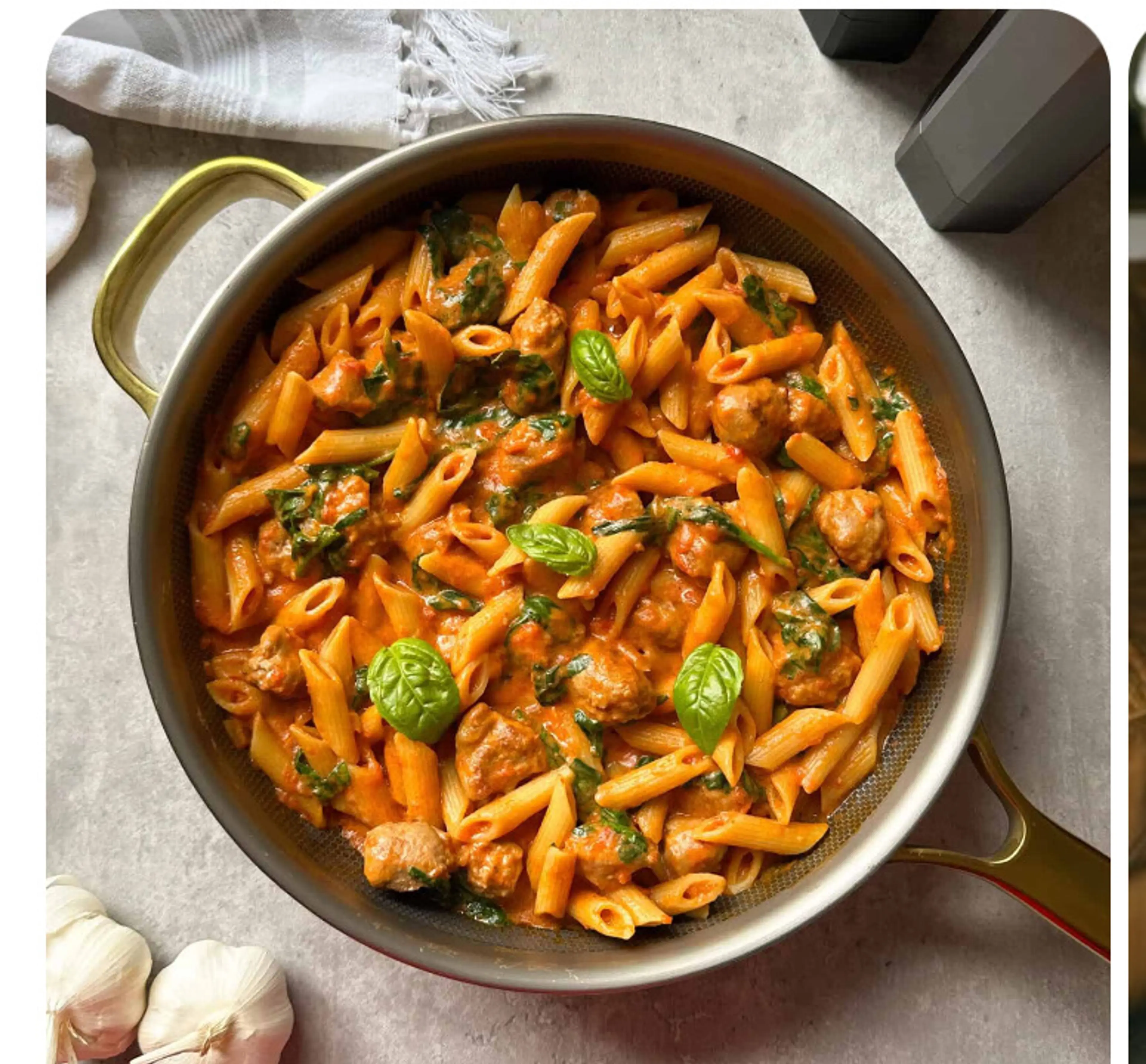 Spicy Penne Rosé with Sausage & Spinach