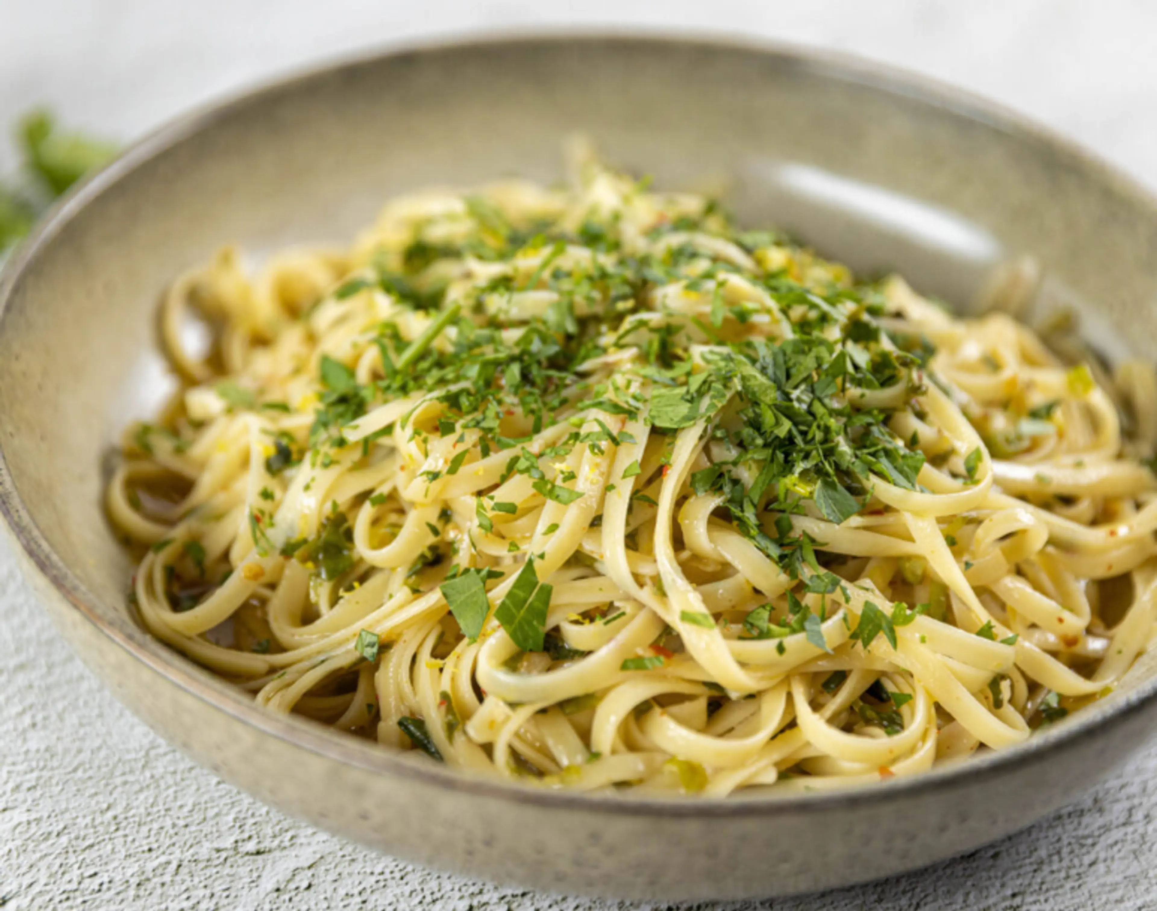 Mum’s ‘Oily Pasta’ with Spring Onion & Lemon Zest