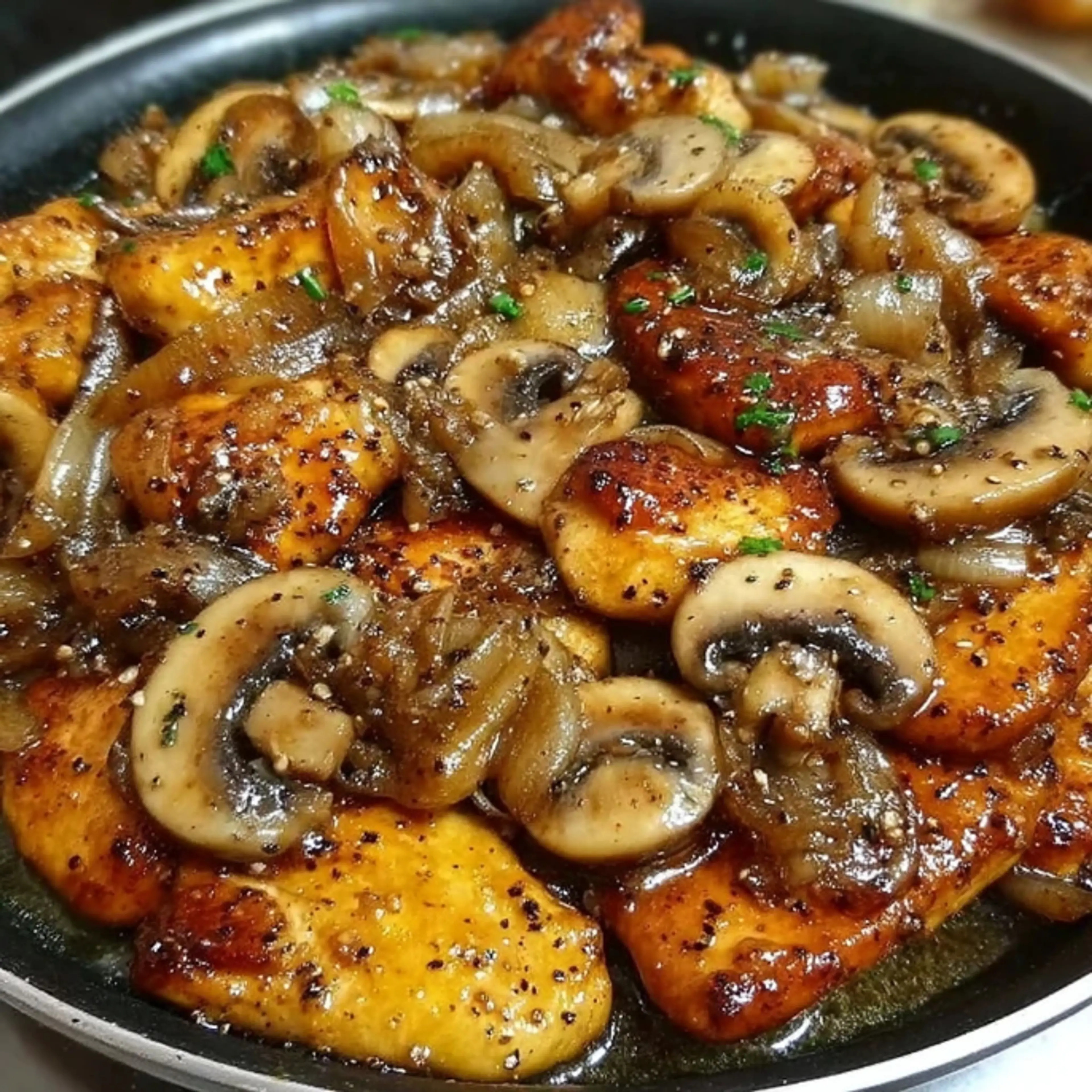 Black Pepper Chicken with Mushrooms