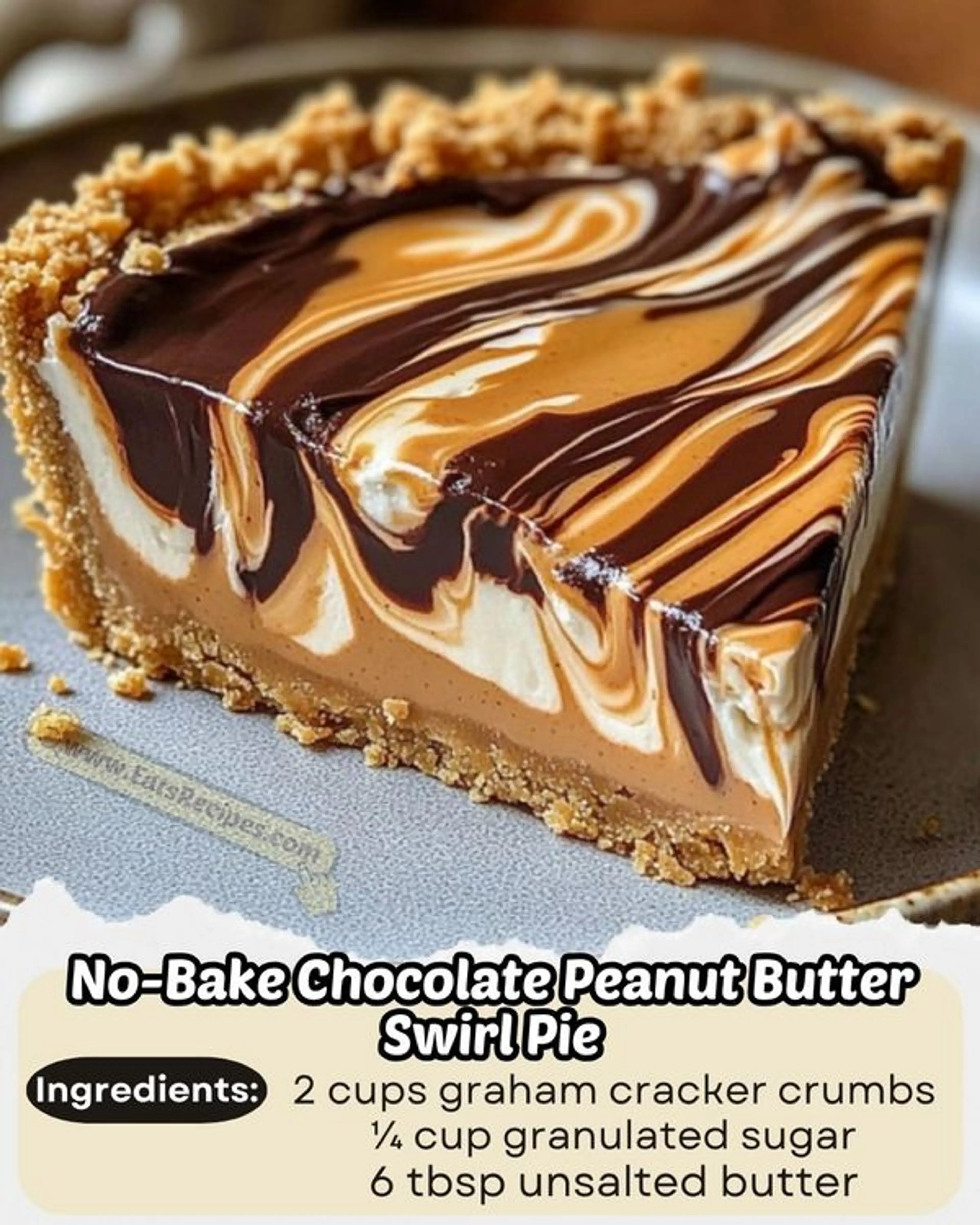 No-bake Chocolate Peanut Butter Swirl Pie
