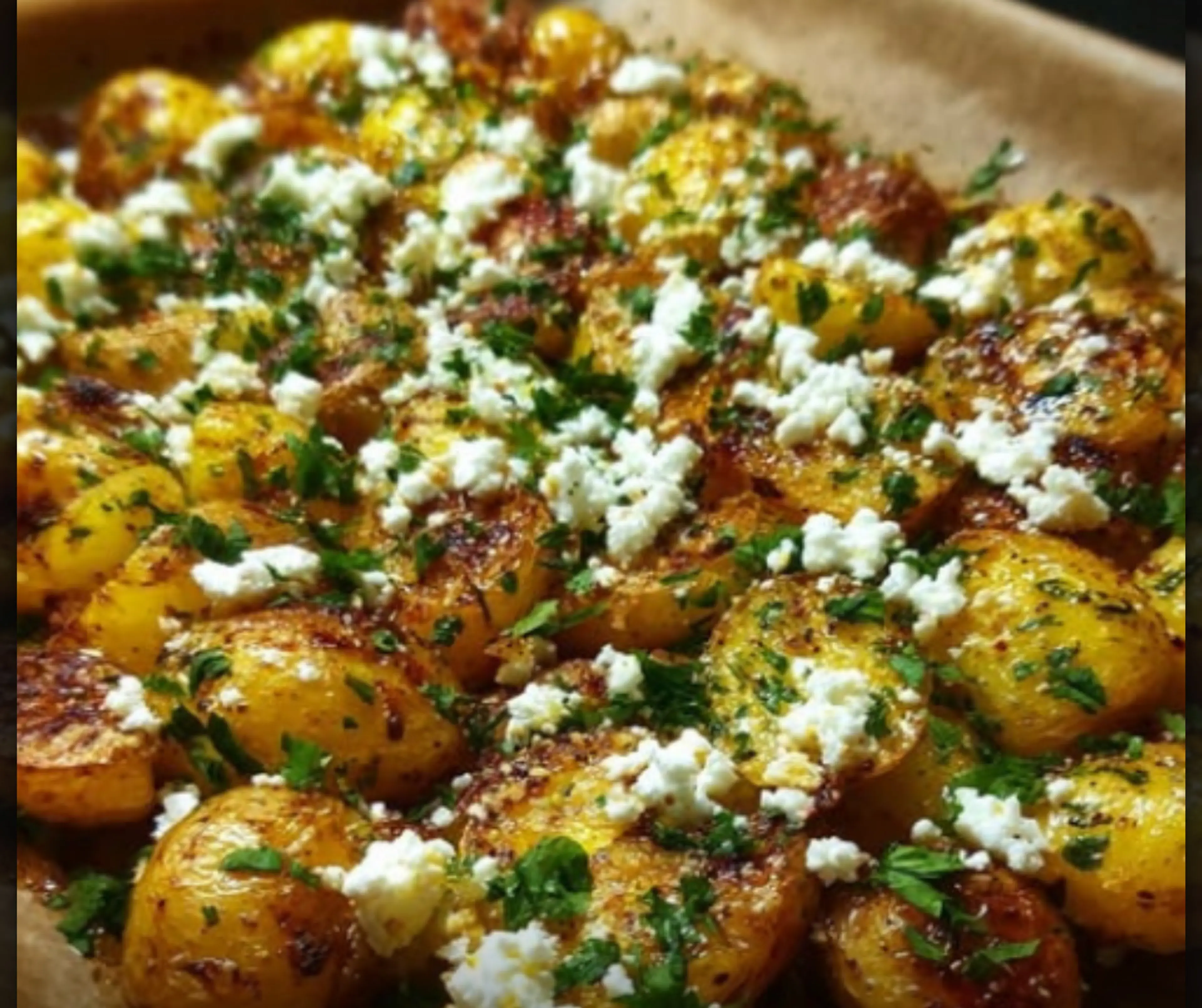 Greek Roast Potatoes with Feta and Lemon