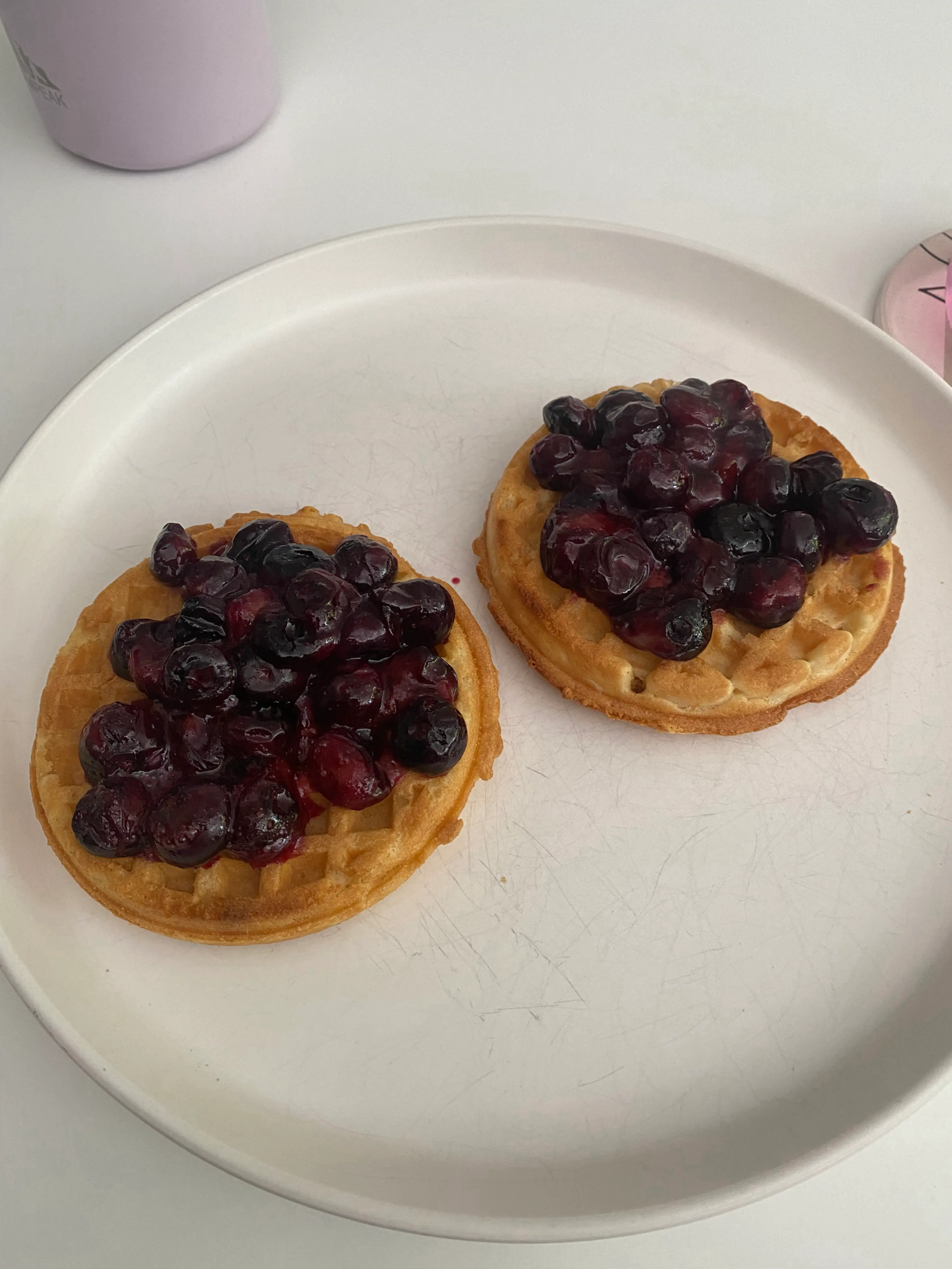 Waffles with Blueberry Compote