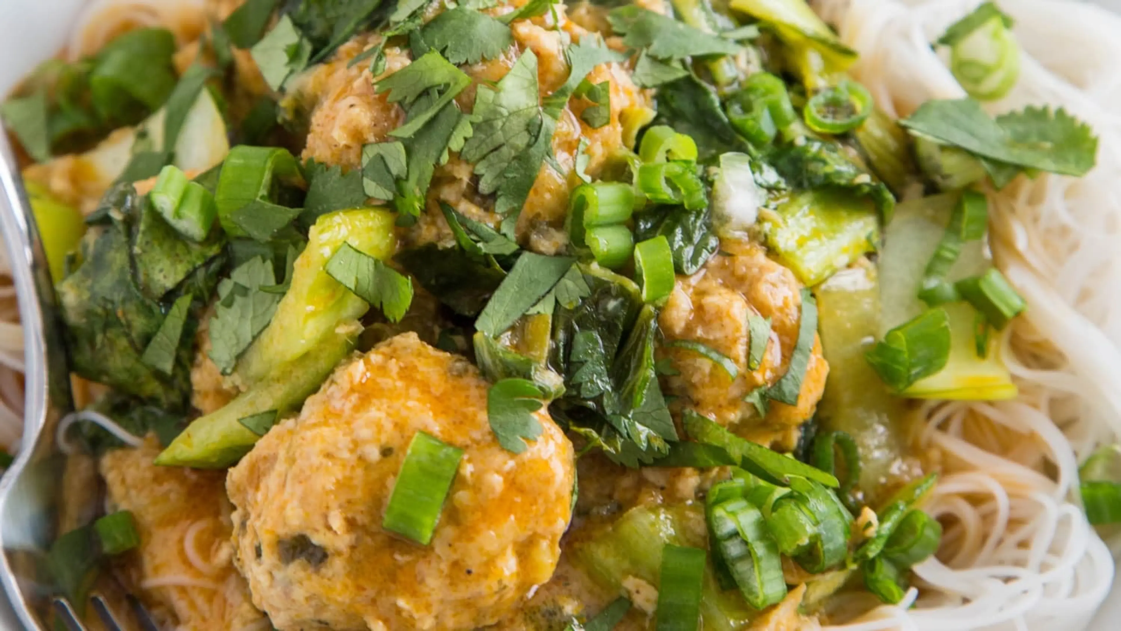 Thai Chicken Meatballs with Coconut Curry Sauce