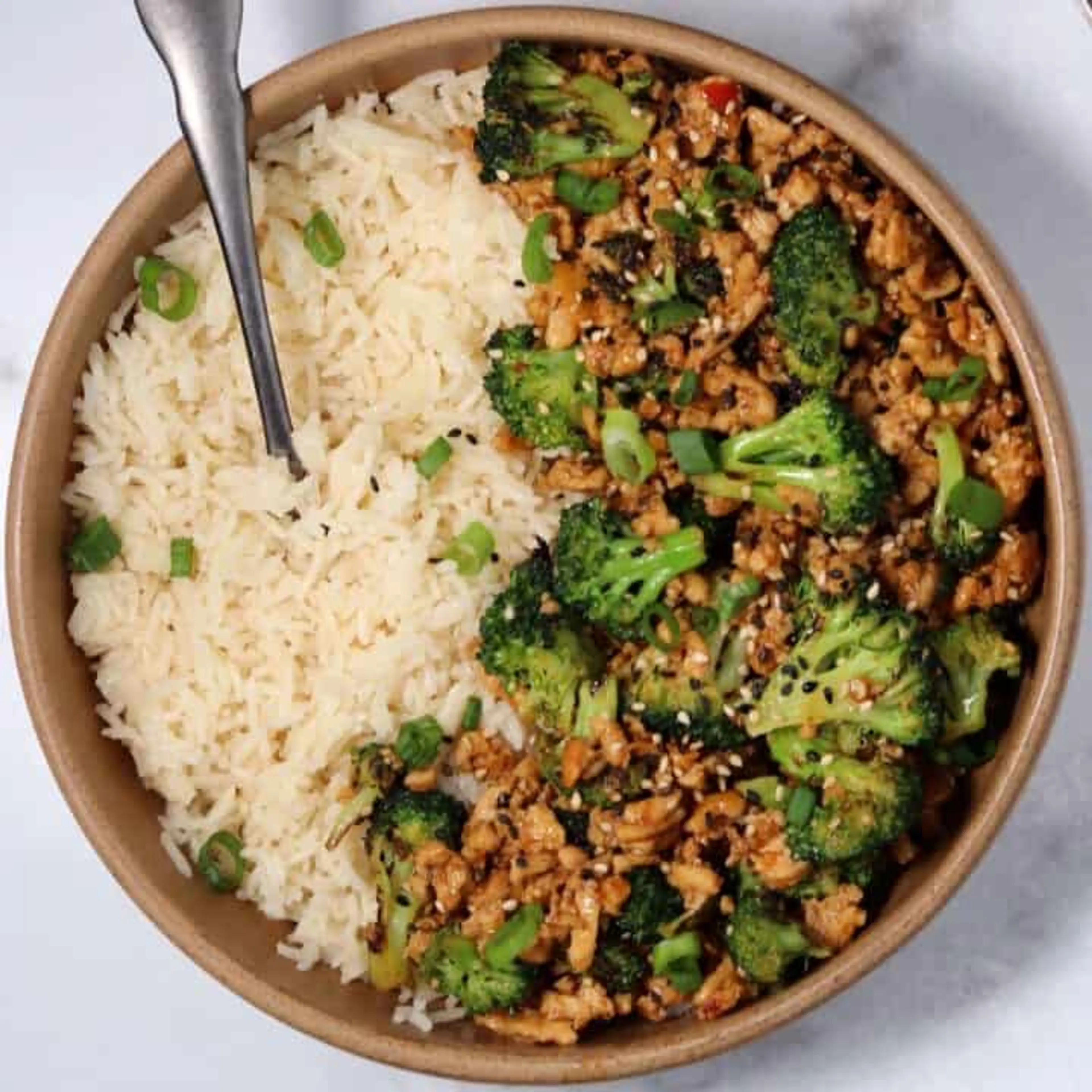 Honey Sriracha Ground Chicken and Broccoli