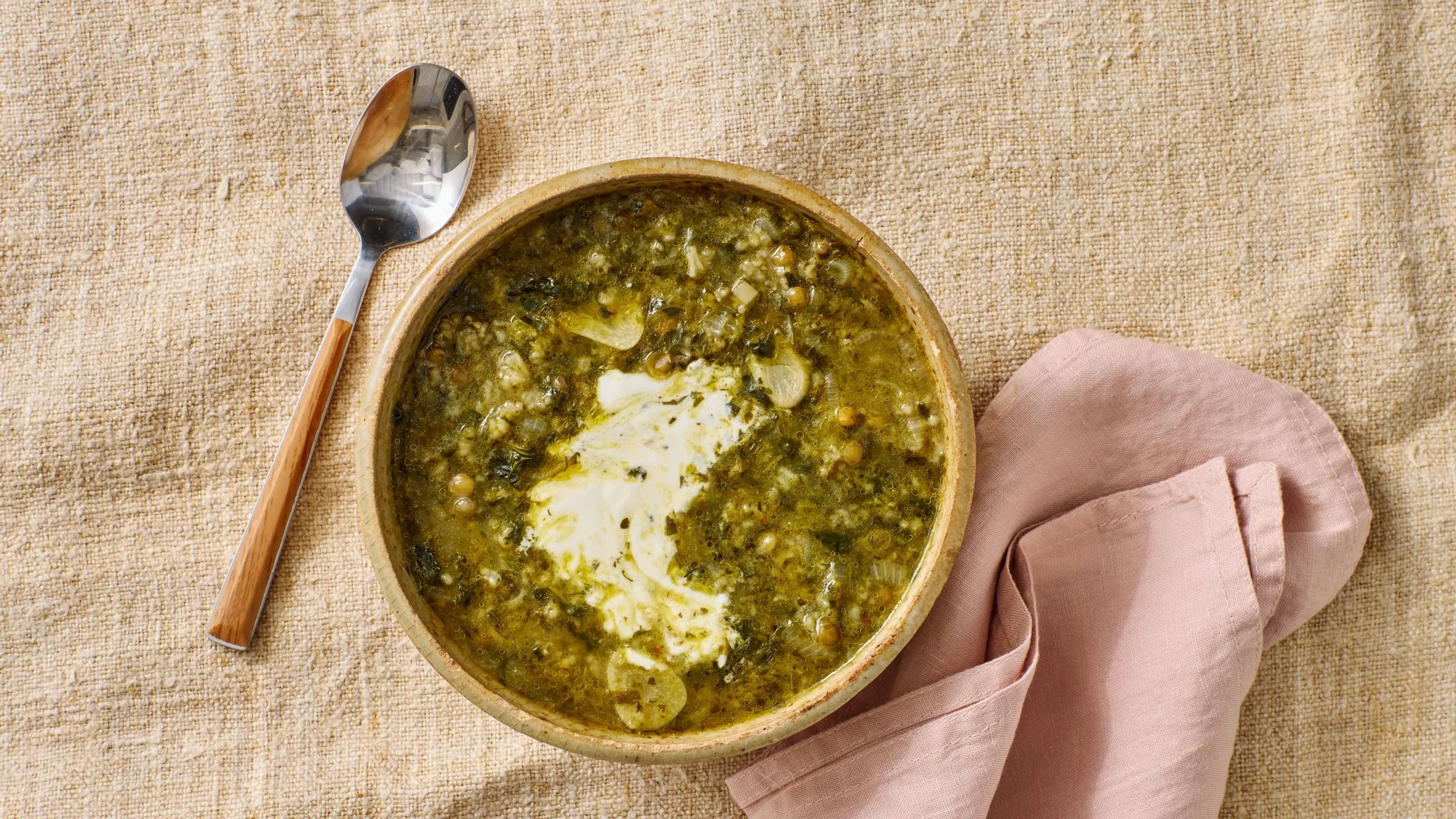 Lentil Soup With Greens and Rice