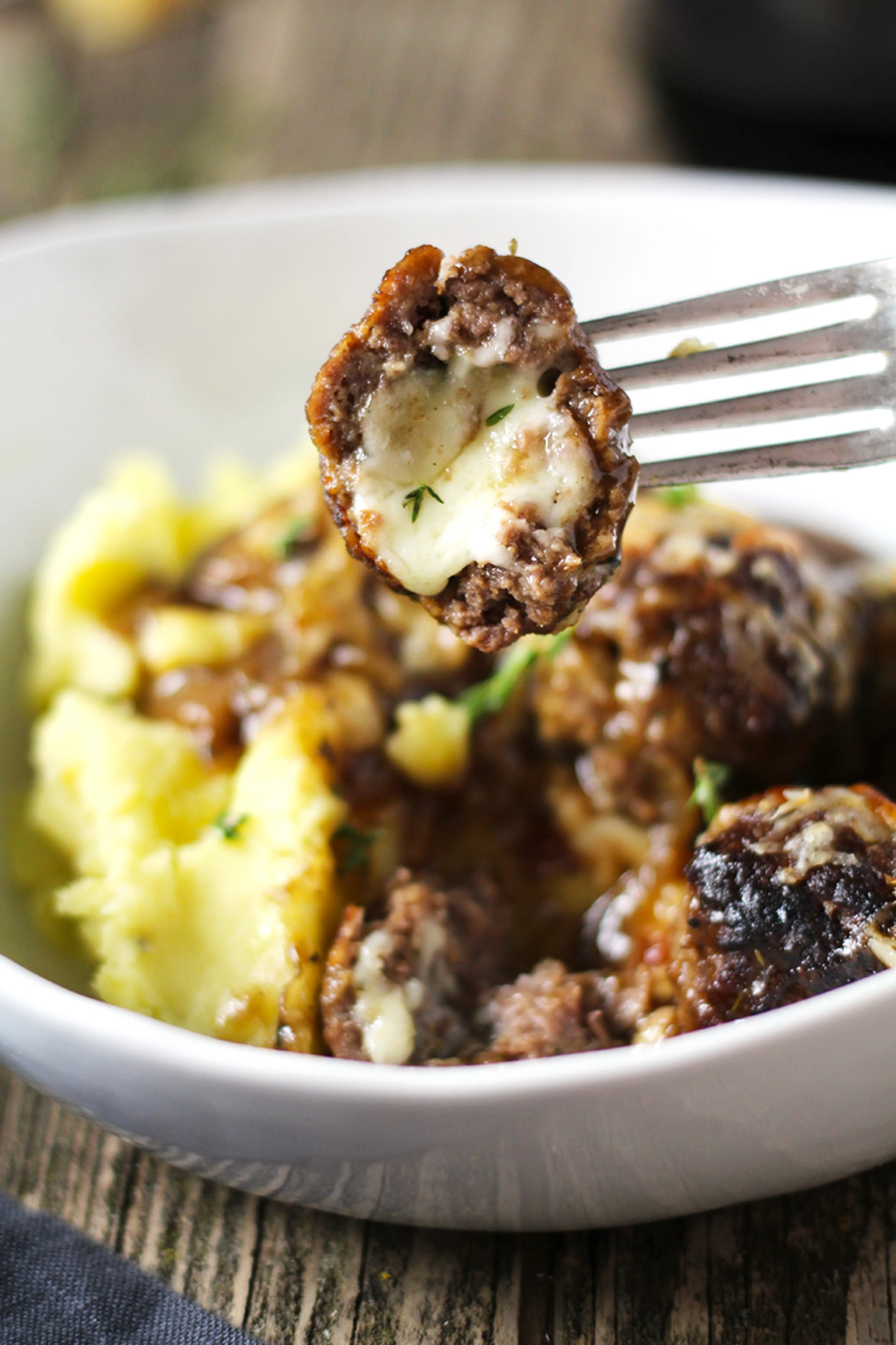 French Onion Cheese Stuffed Meatballs