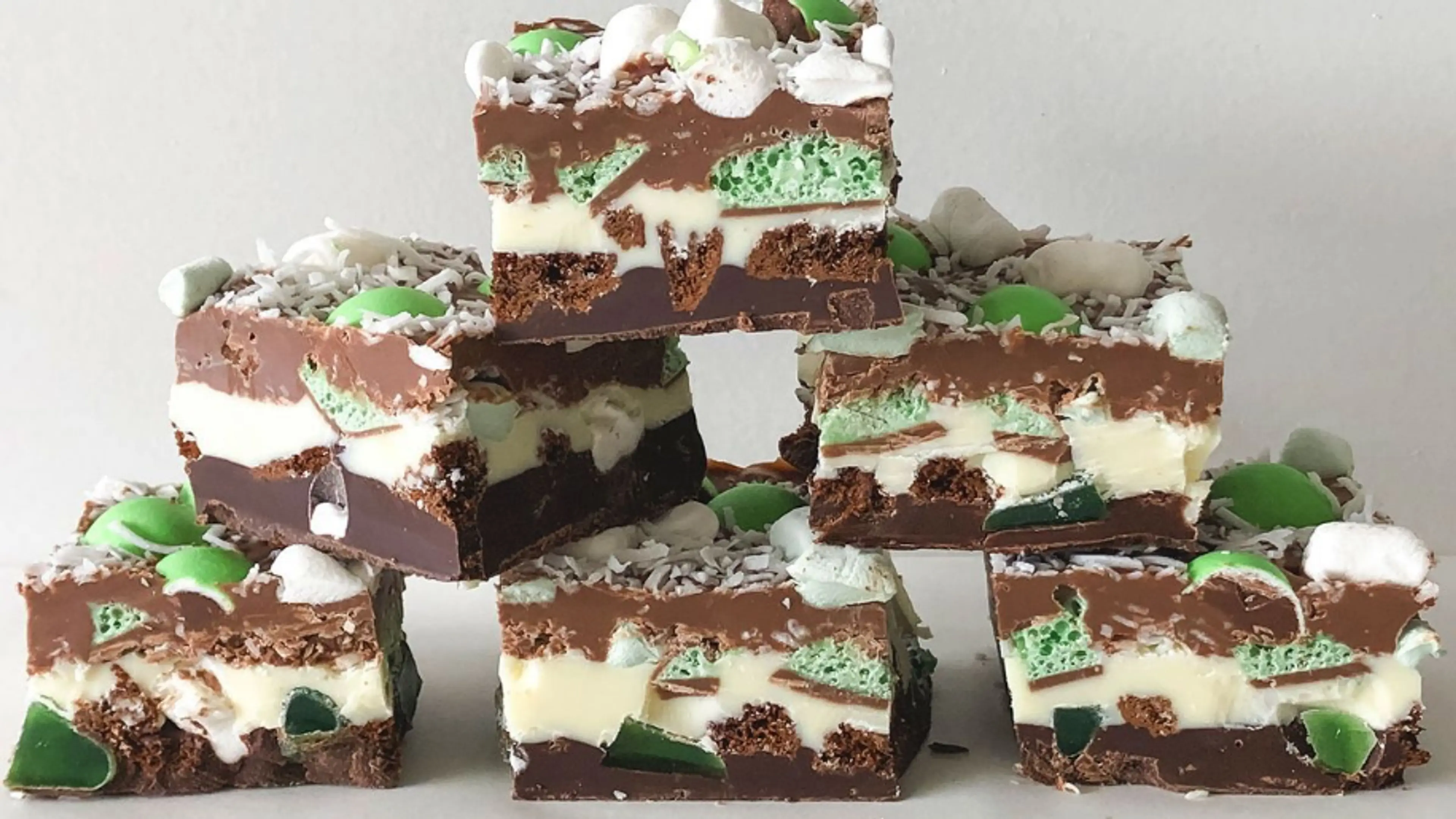 Triple-decker choc-mint rocky road recipe