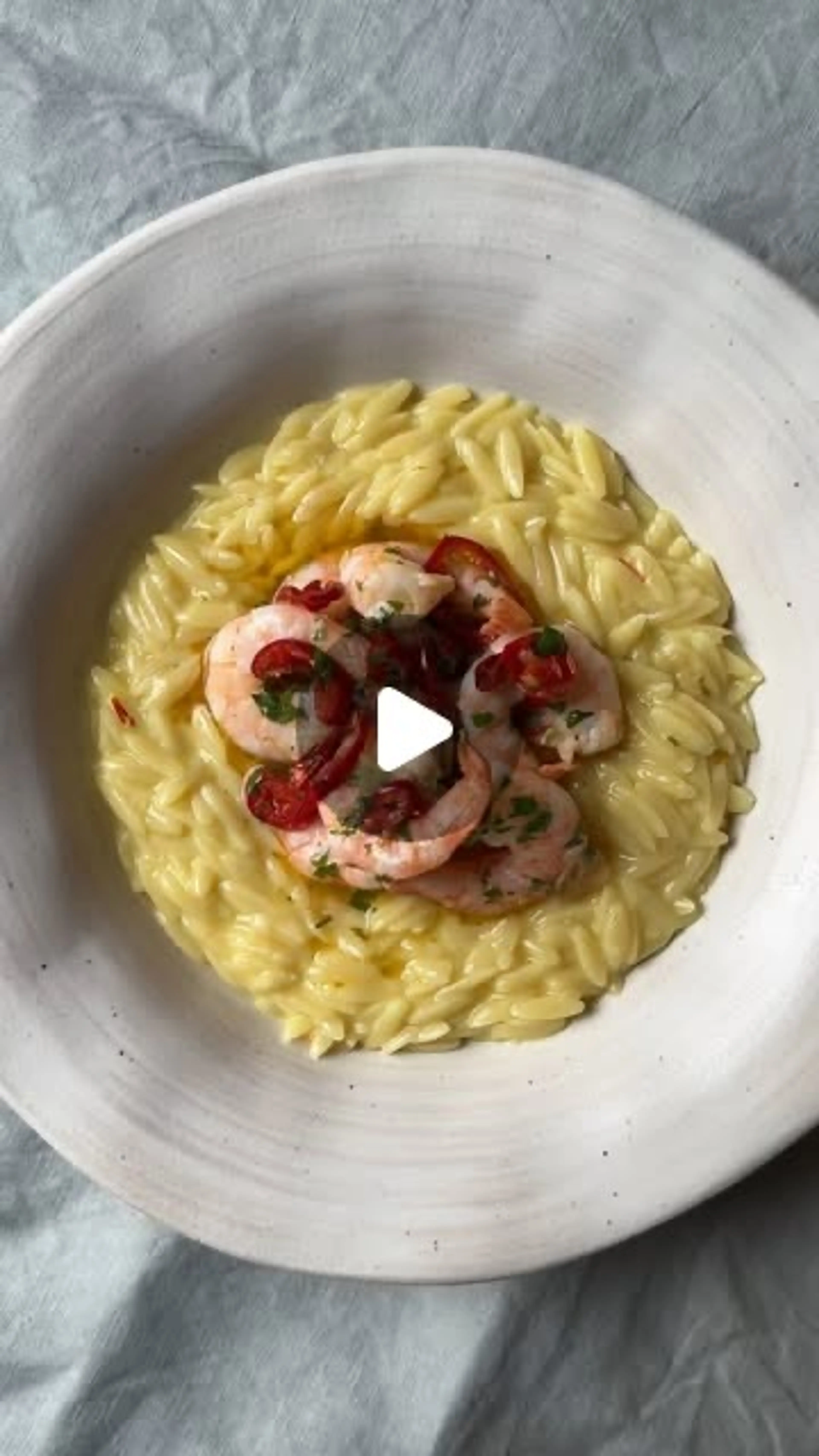 Sunshine Saffron Orzo with Garlic and Chilli Prawns