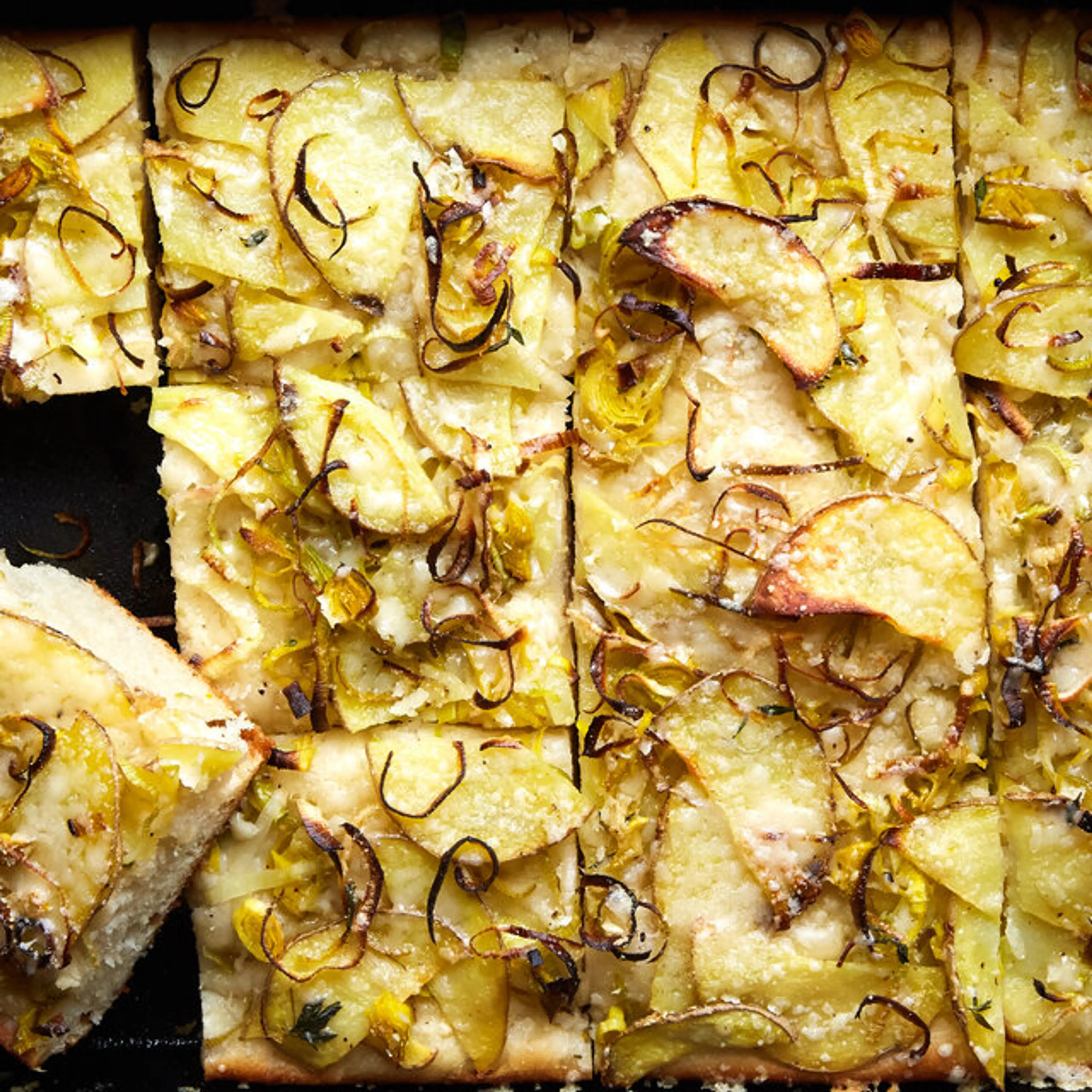 Potato and Leek Focaccia Baking Savory Umami