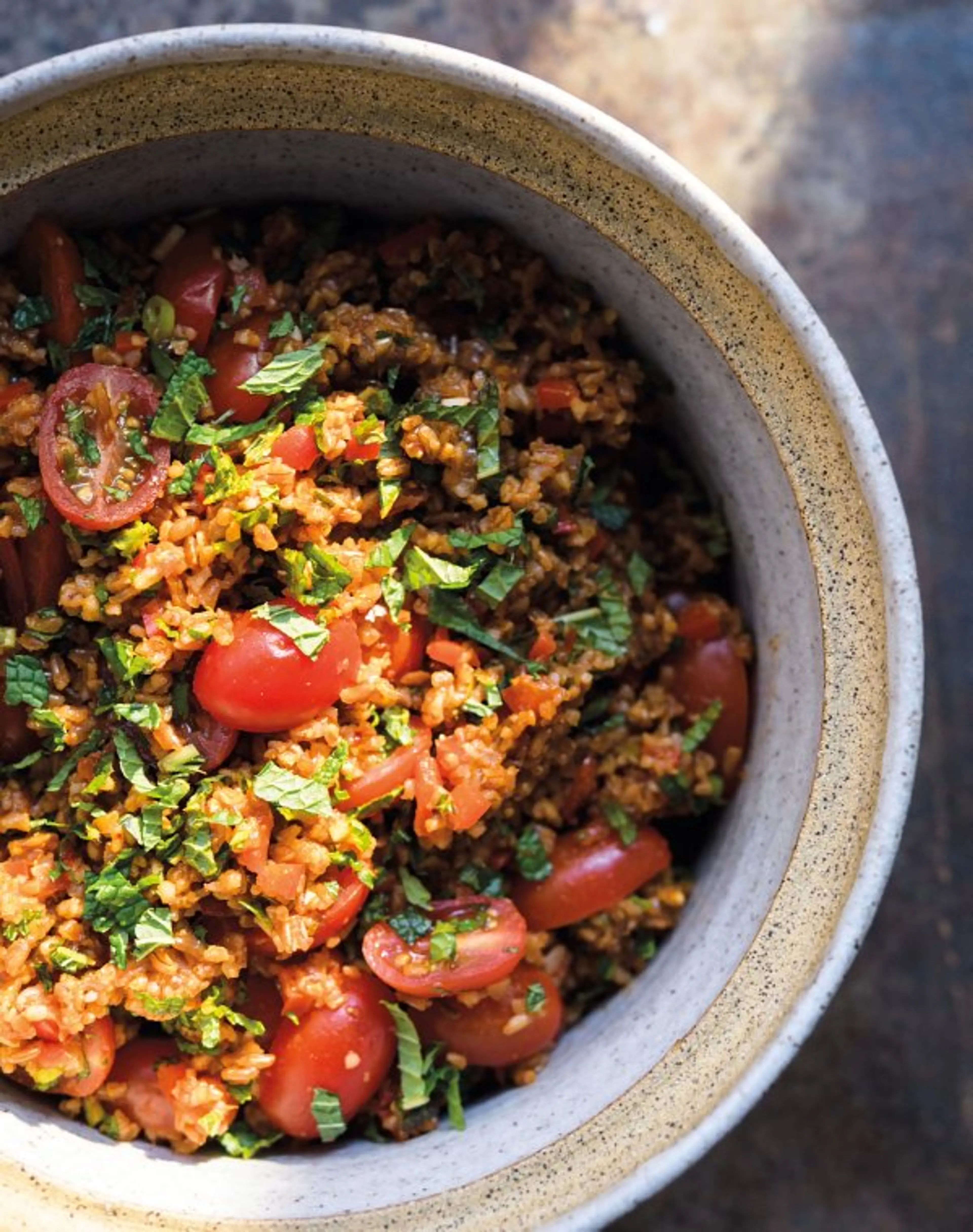 Bulgur-Tomato Salad with Herbs and Pomegranate Molasses