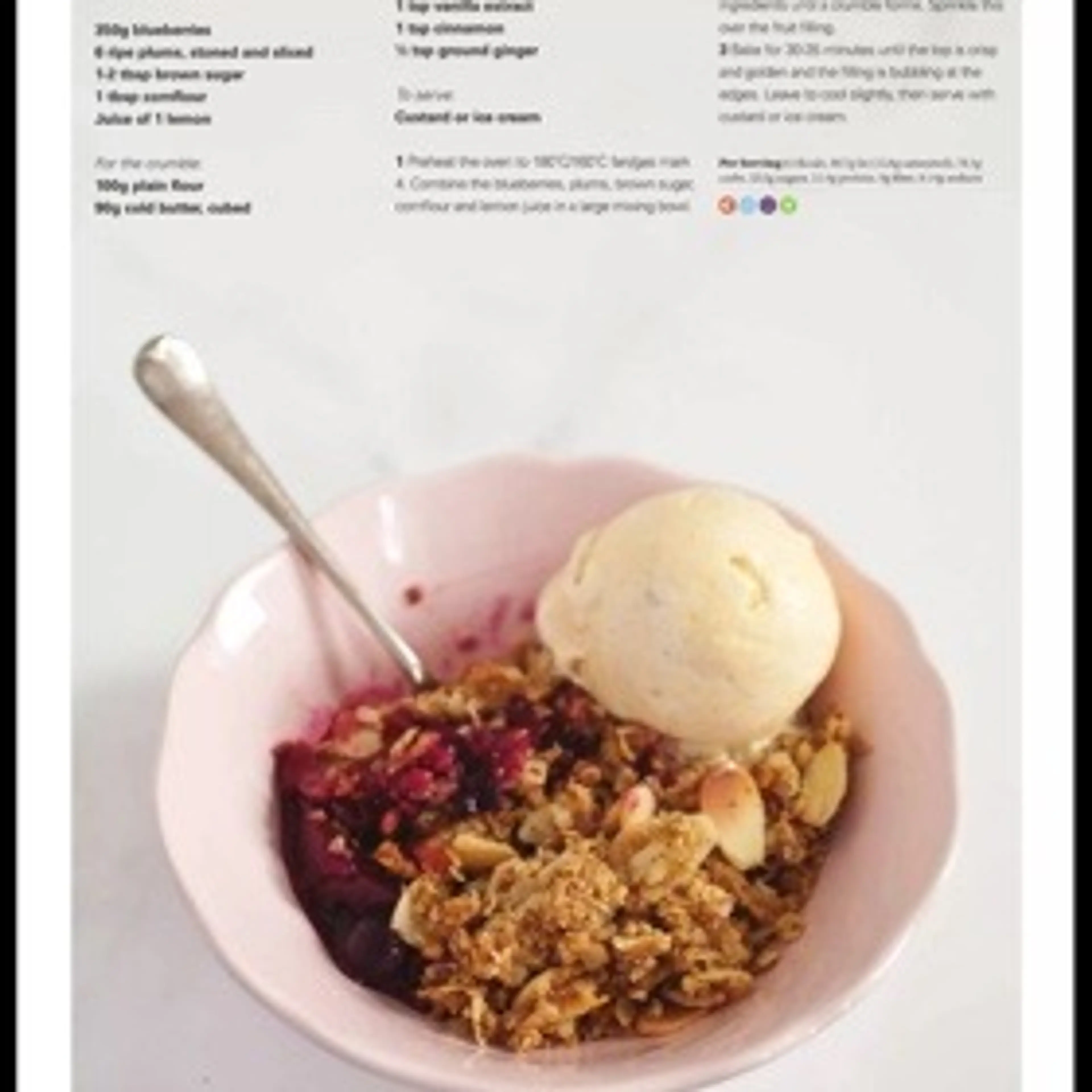 Blueberry and almond plum crumble