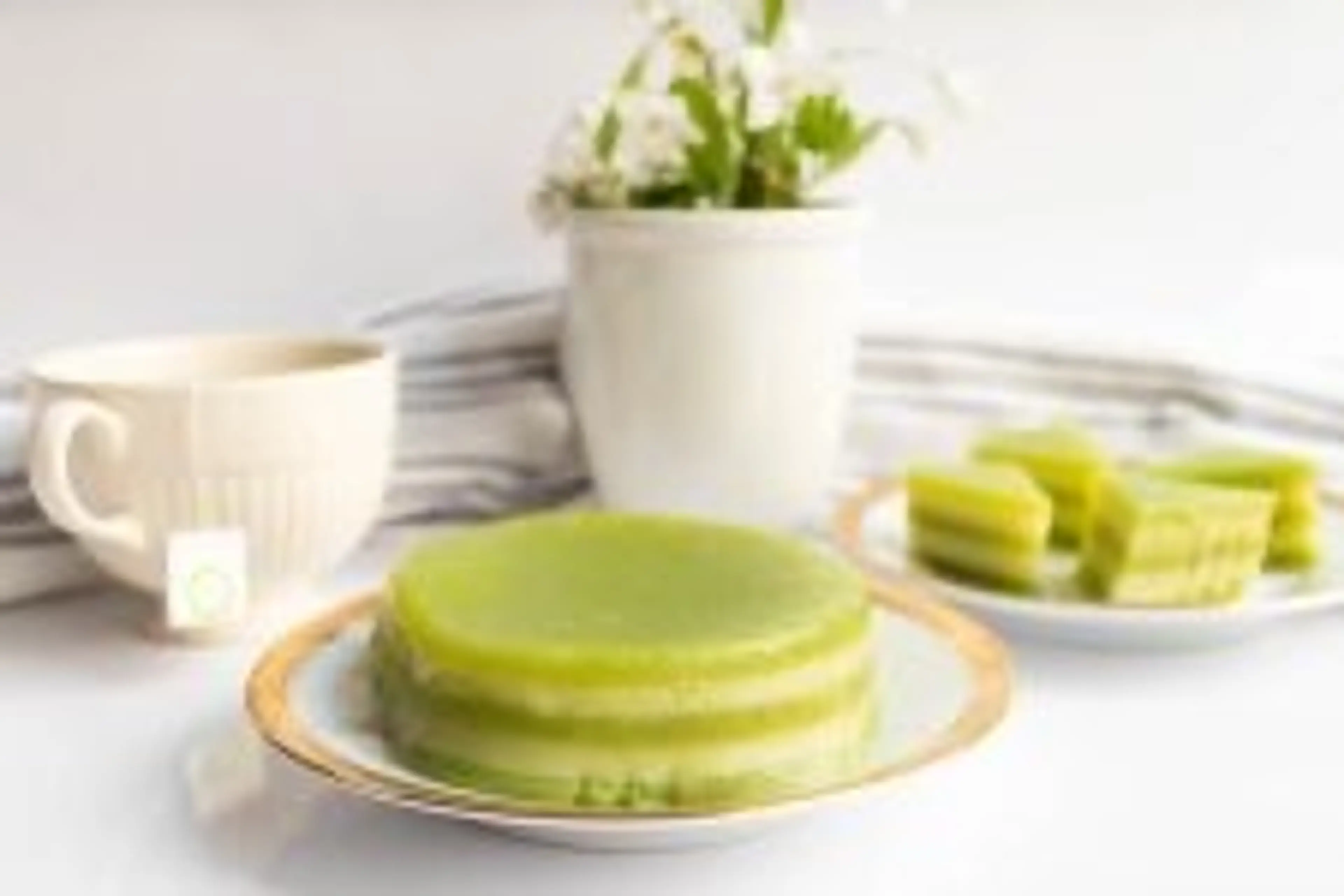 Vietnamese Steamed Layer Cake with Pandan and Mung Bean Past