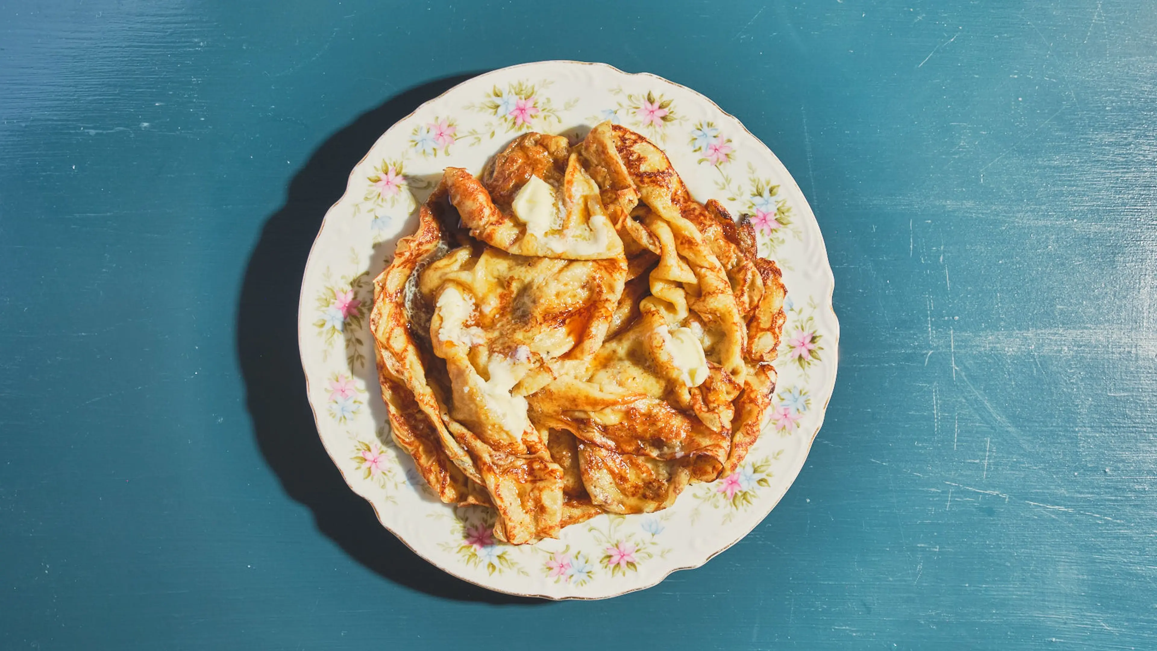 Crispy Crepes With Dark Maple Syrup