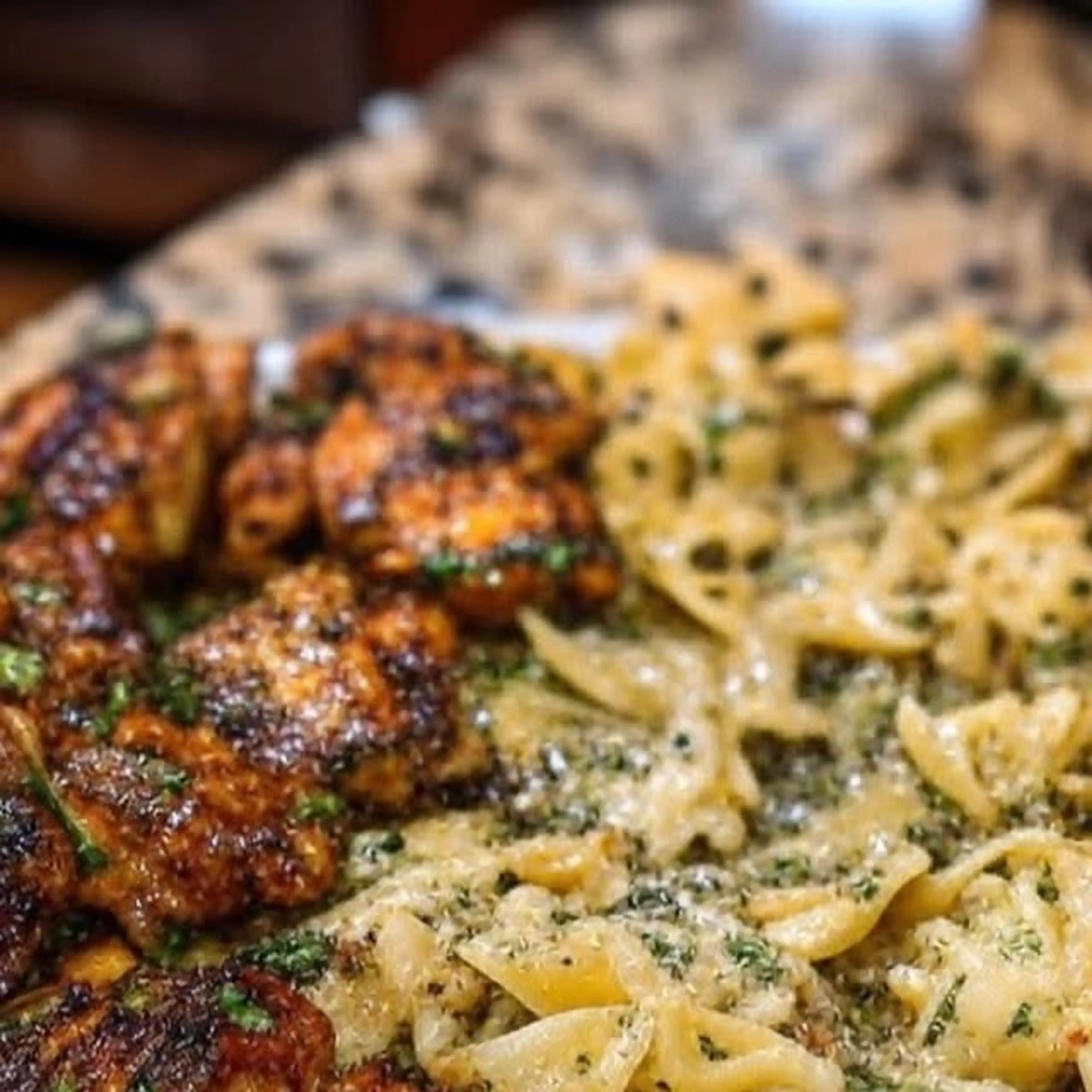 Cheesy Bowtie Pasta with Garlic Parmesan Chicken