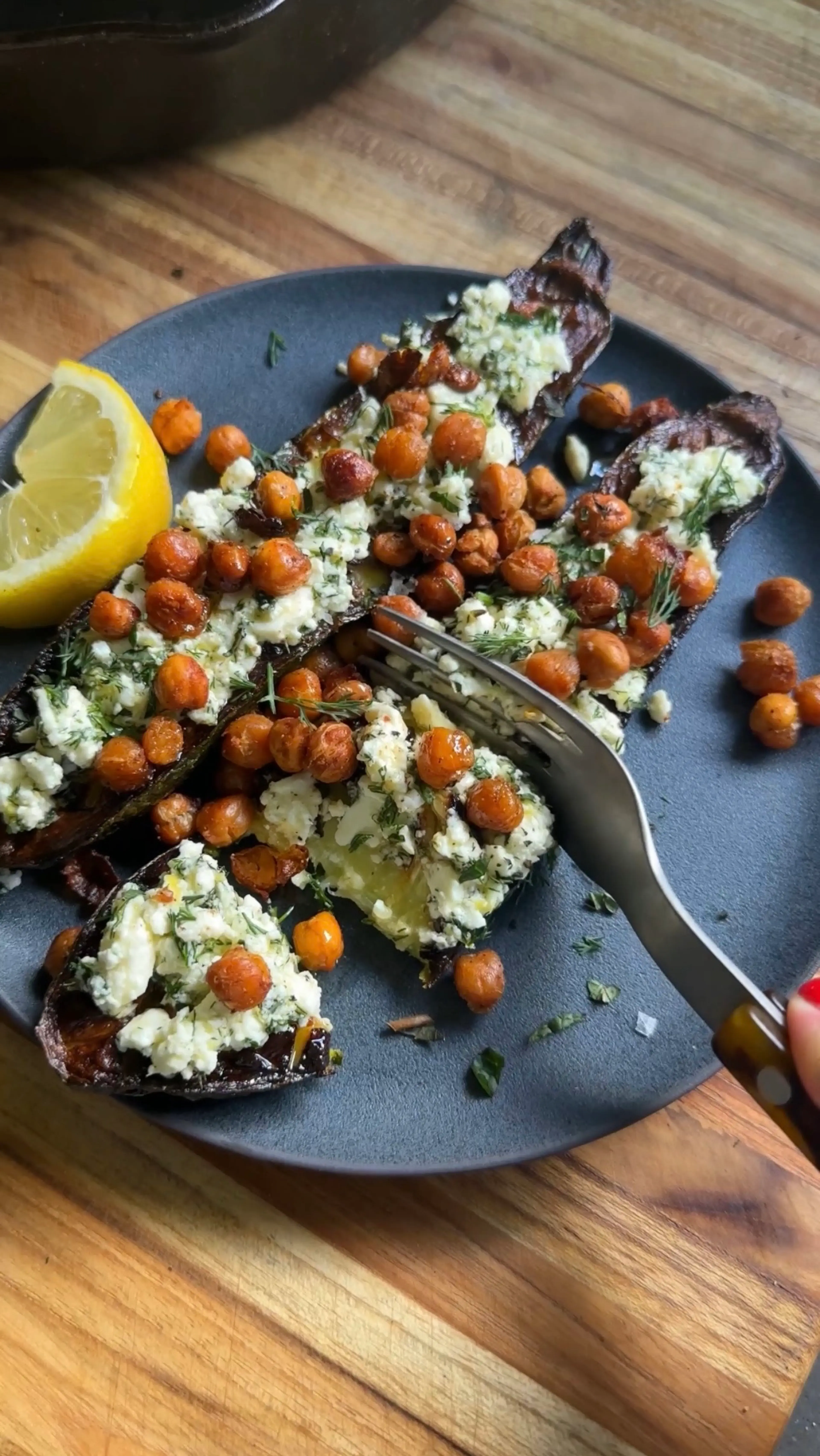 smashed feta zucchini boats