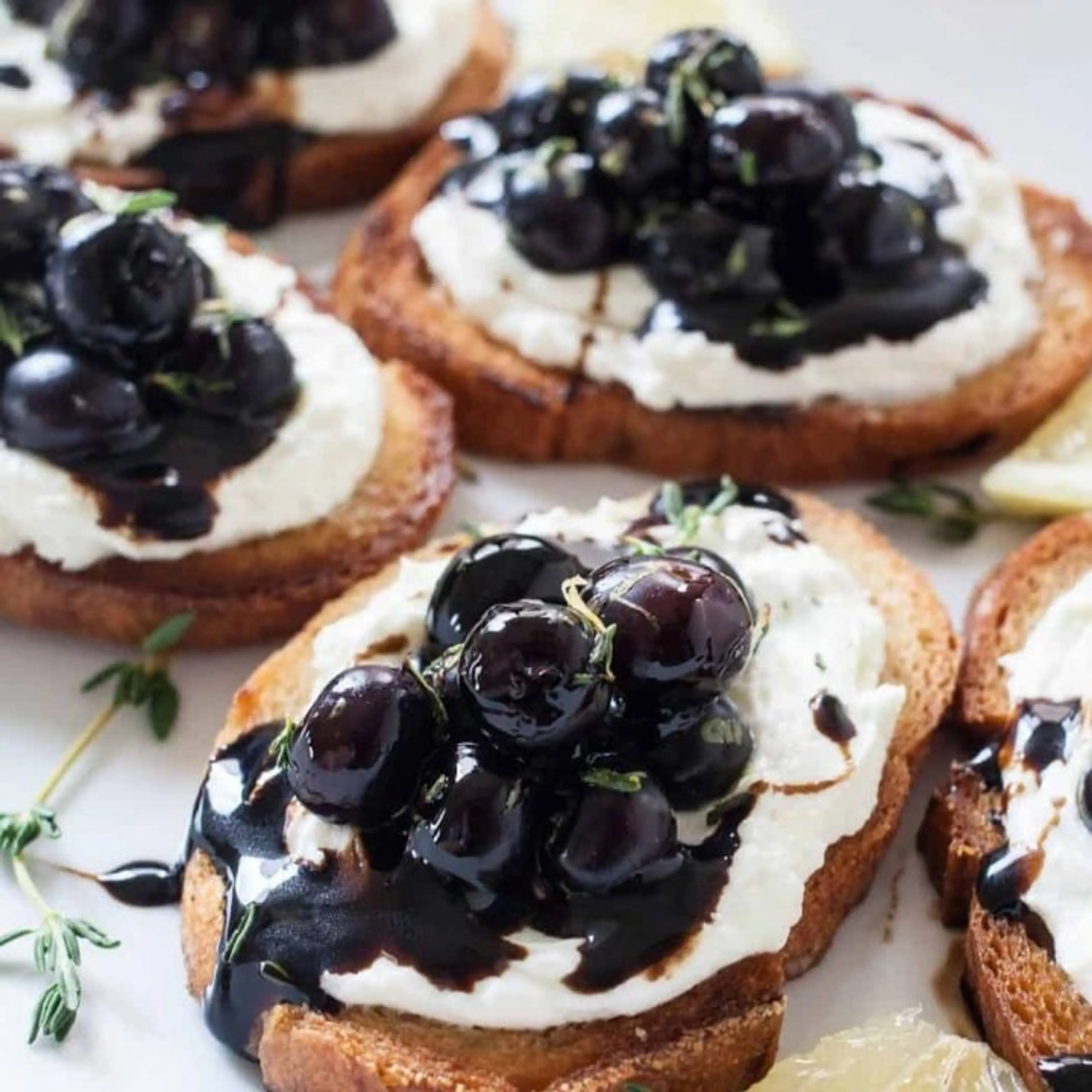 Whipped Goat Cheese and Blueberry Balsamic Crostini