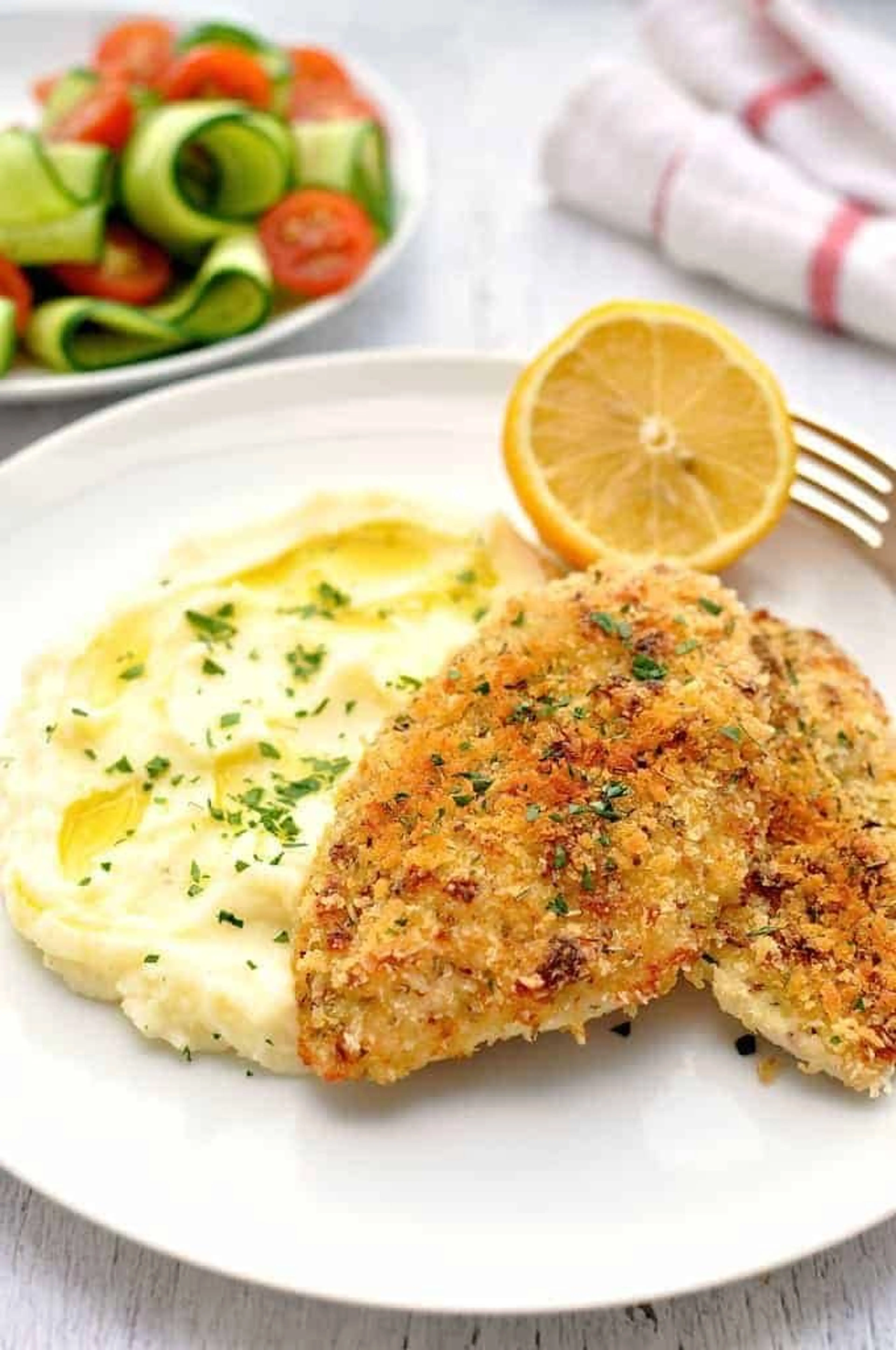 Crumbed Chicken with Mashed Potato