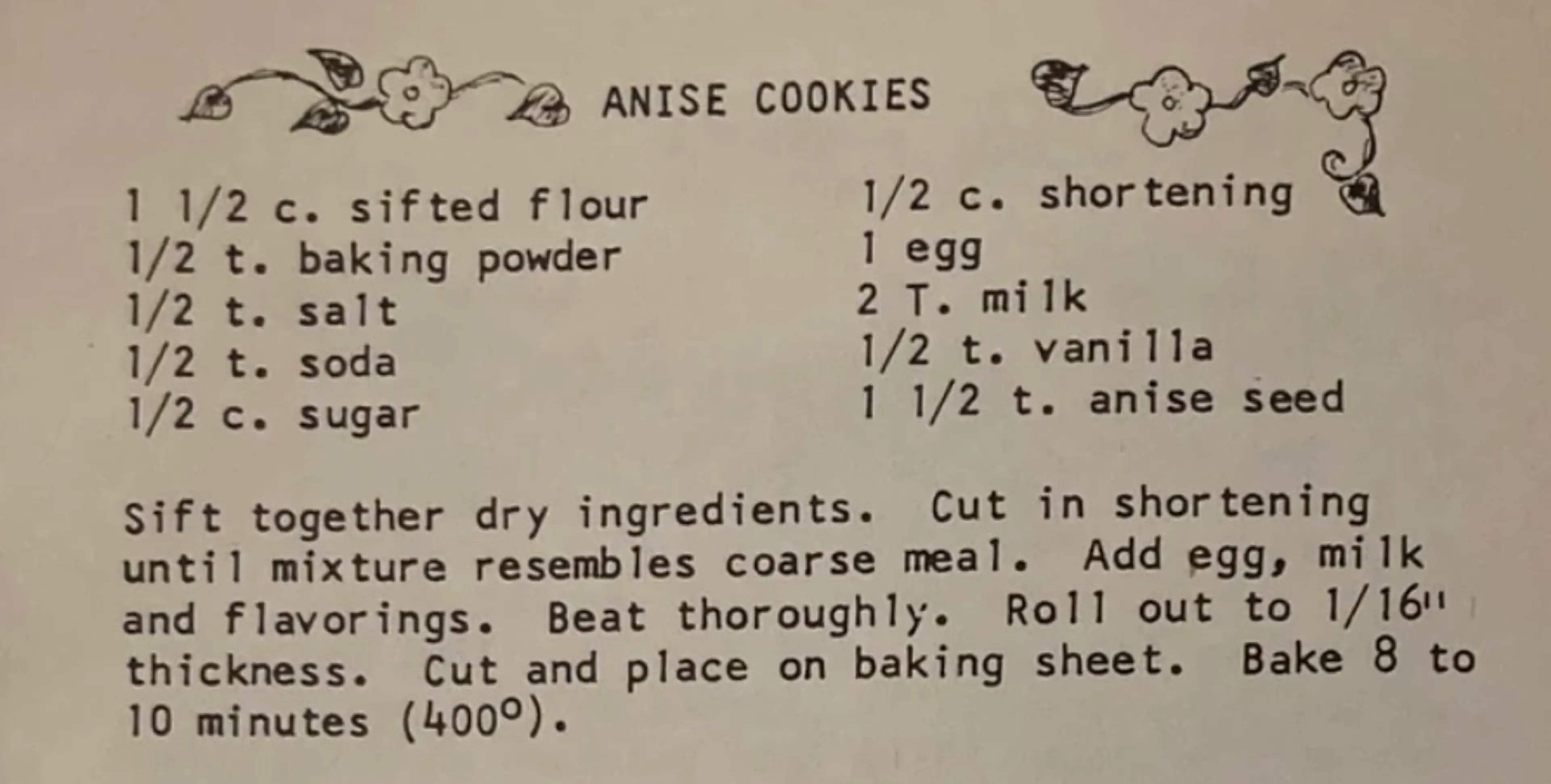 ANISE COOKIES - OLD RECIPE