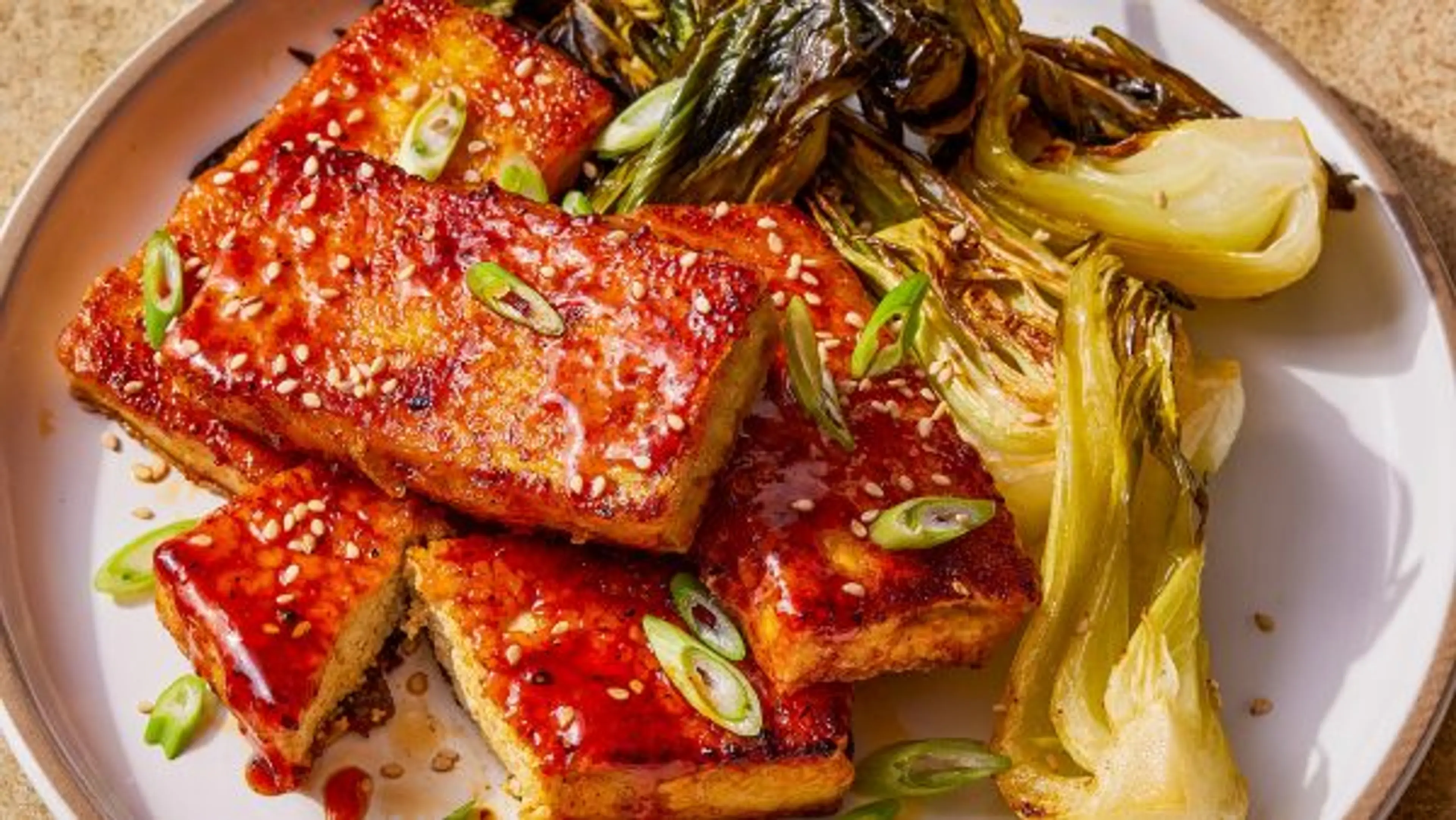 Gochujang-Glazed Tofu and Bok Choy Traybake