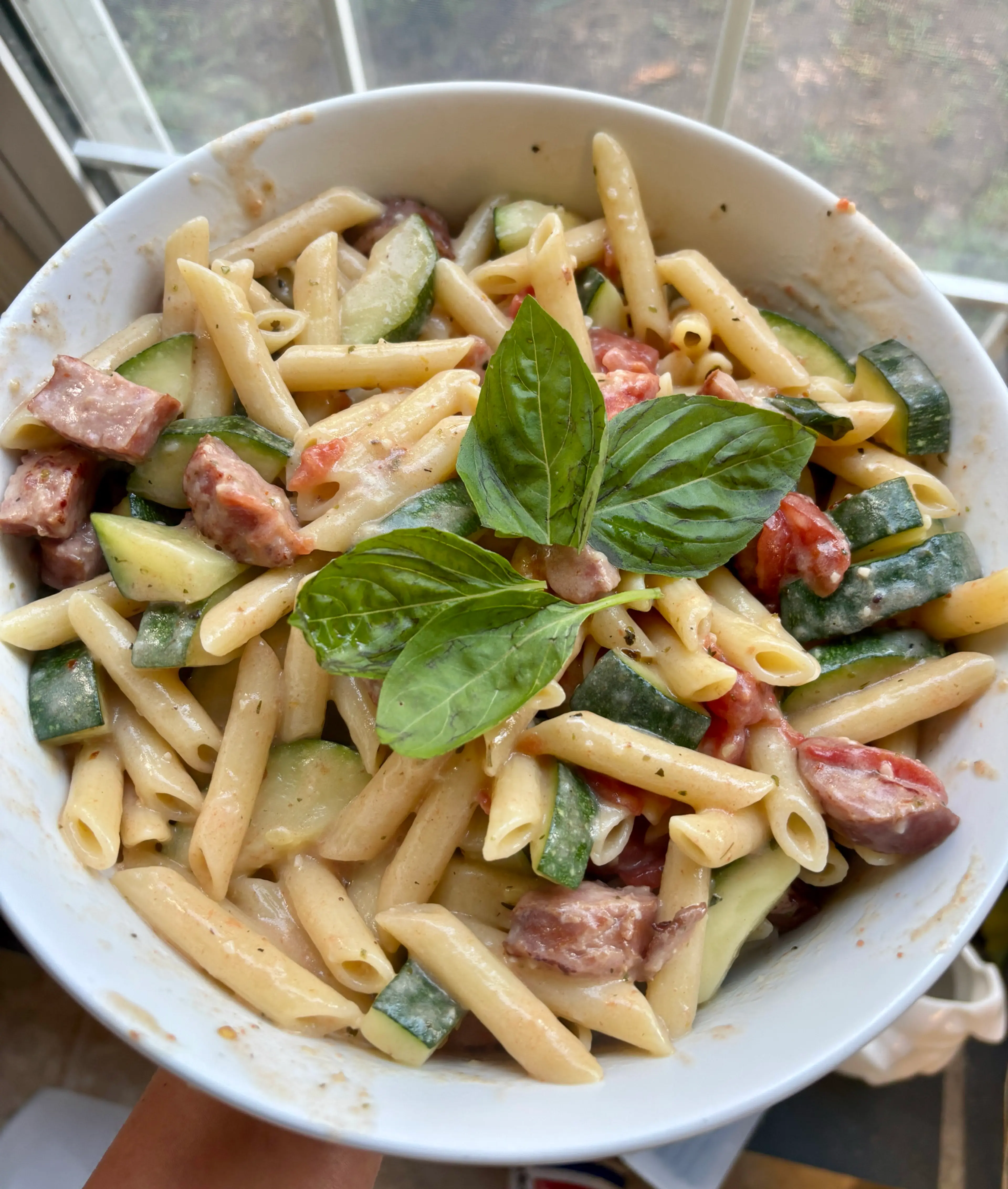 Spicy Kielbasa, Zucchini, and Creamy Tomato Pasta