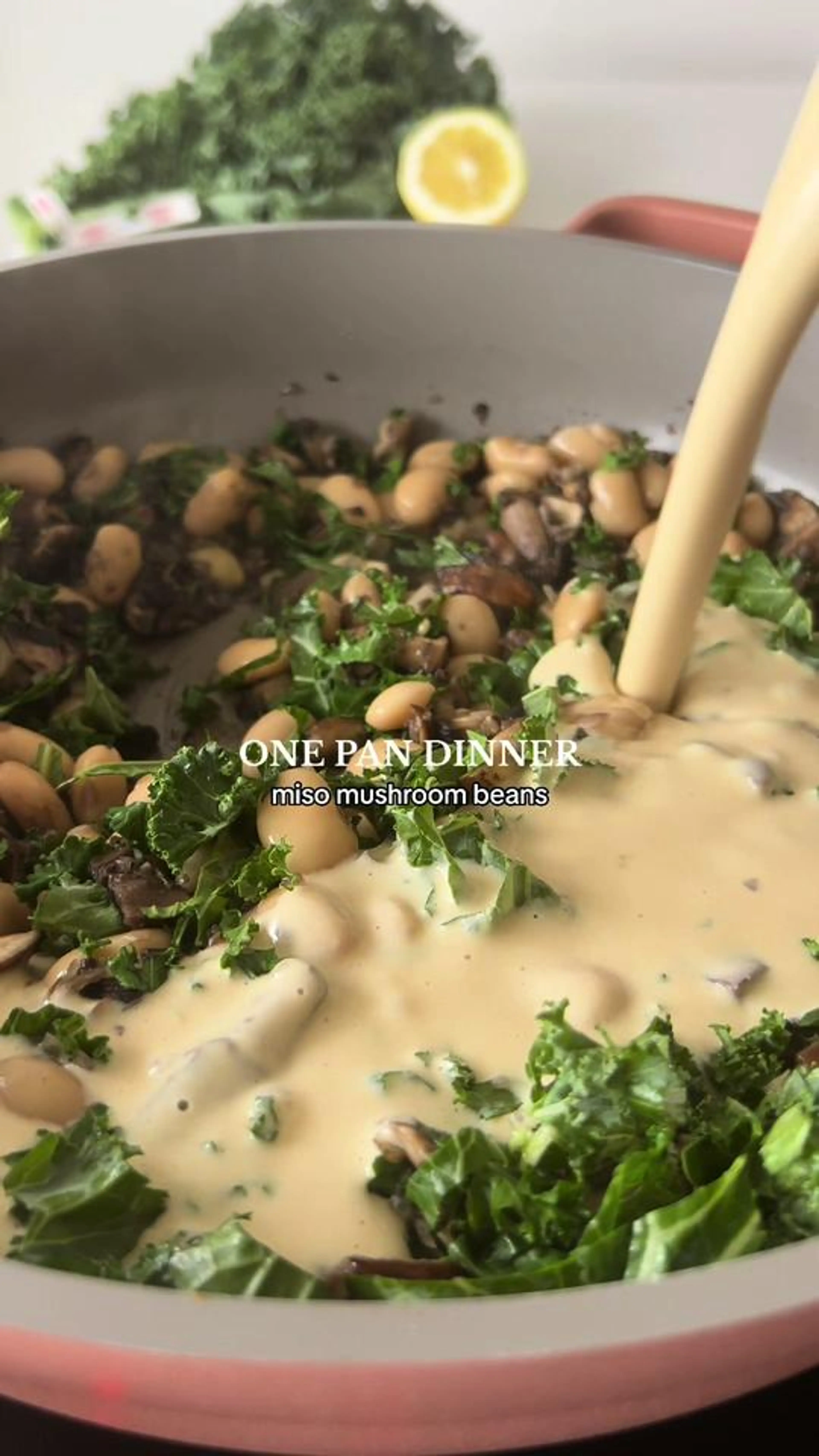 One Pan Miso Mushroom Butter Beans