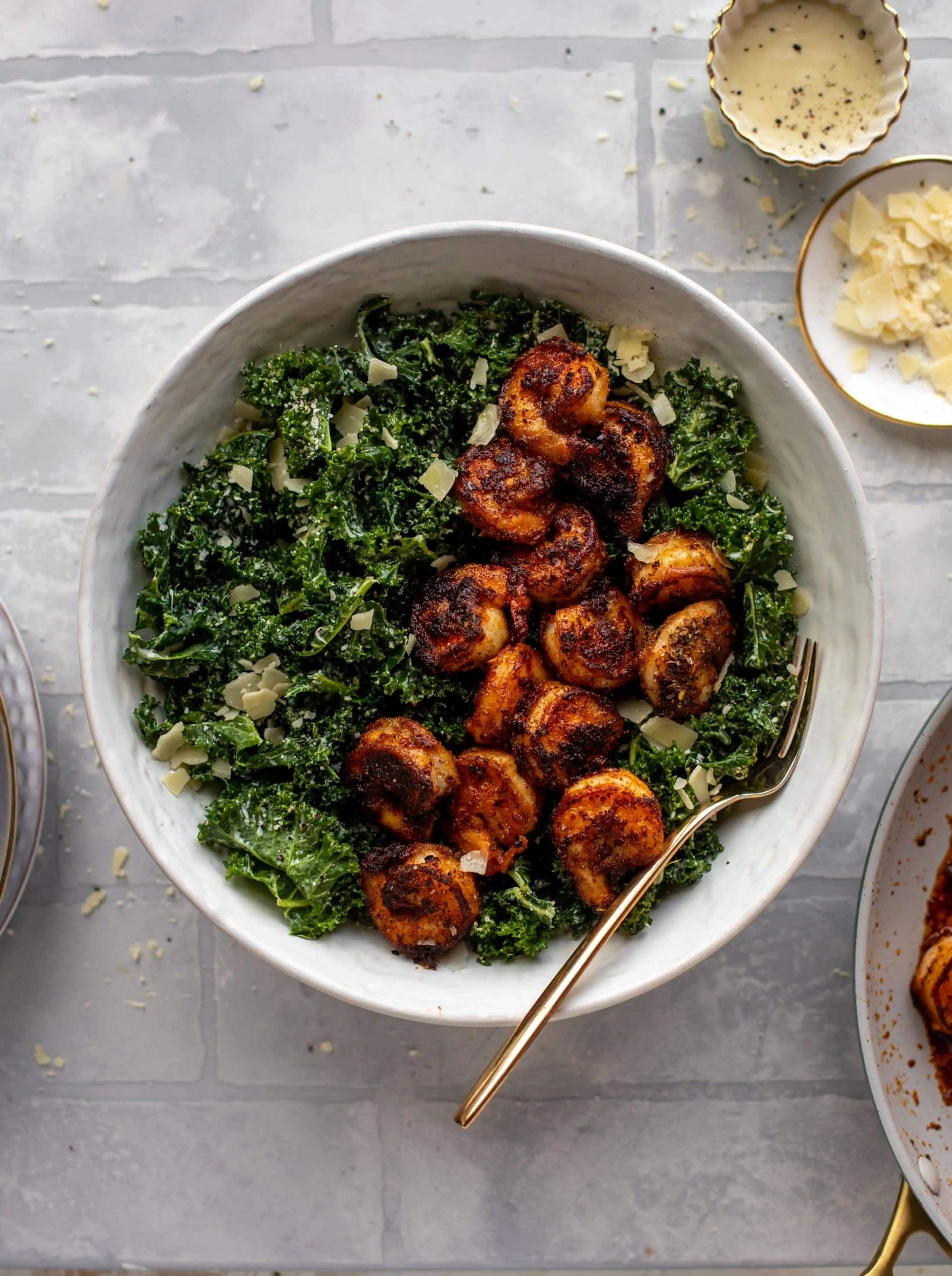 Blackened Shrimp Kale Caesar