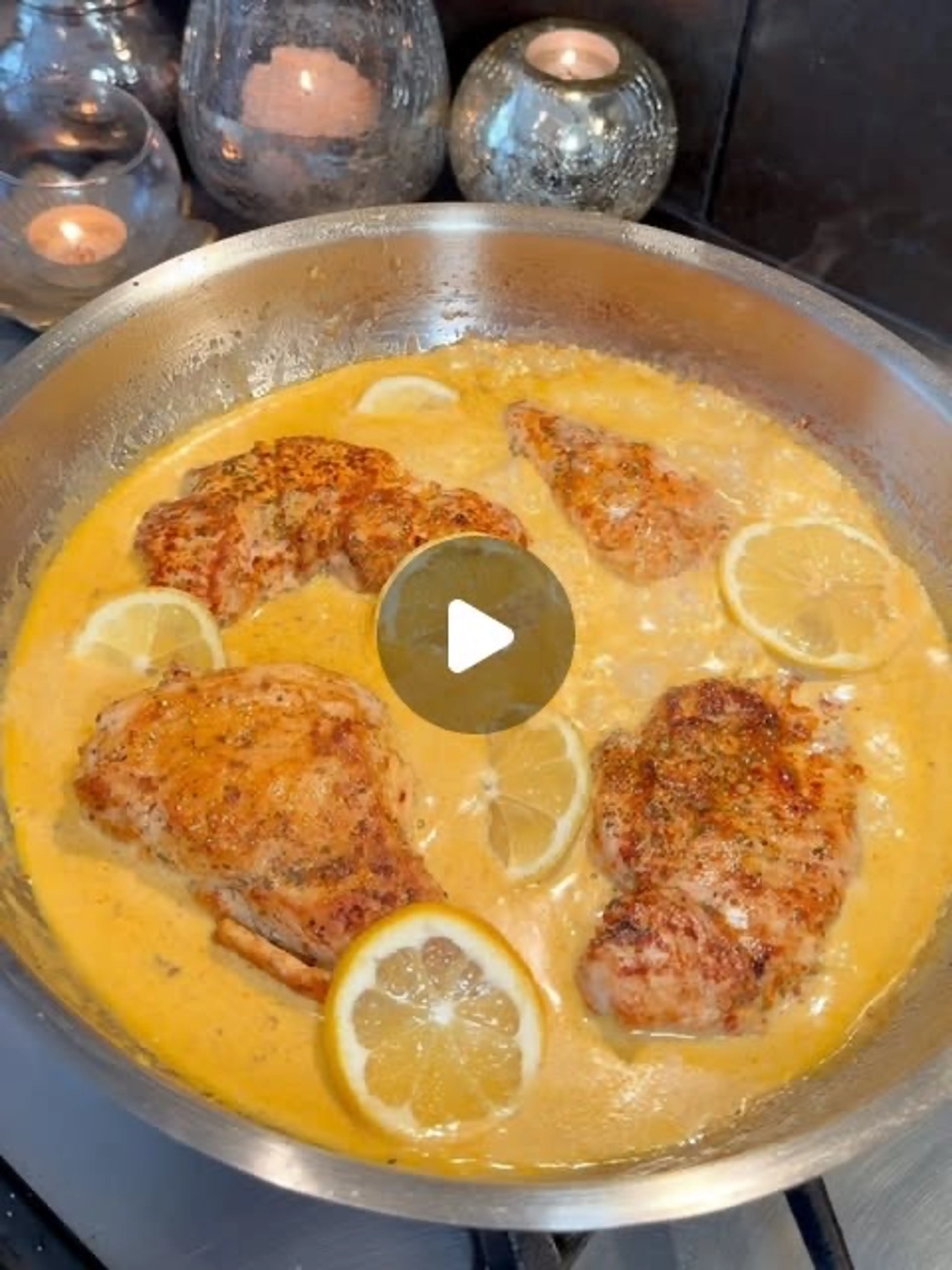 Creamy Lemon Parmesan Chicken with Crispy Hasselback Potatoe