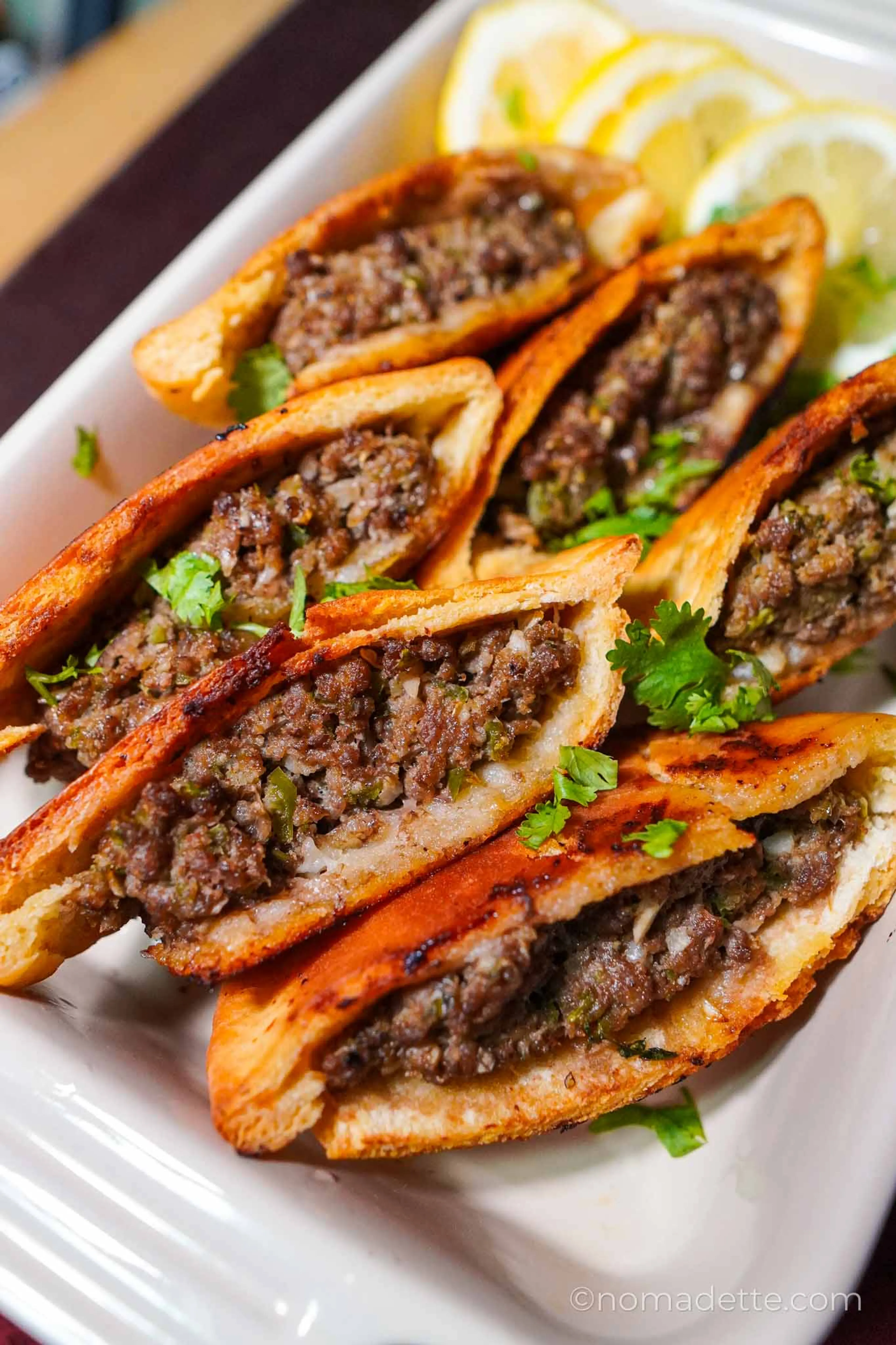 Arayes (Stuffed Pita with Spiced Beef)
