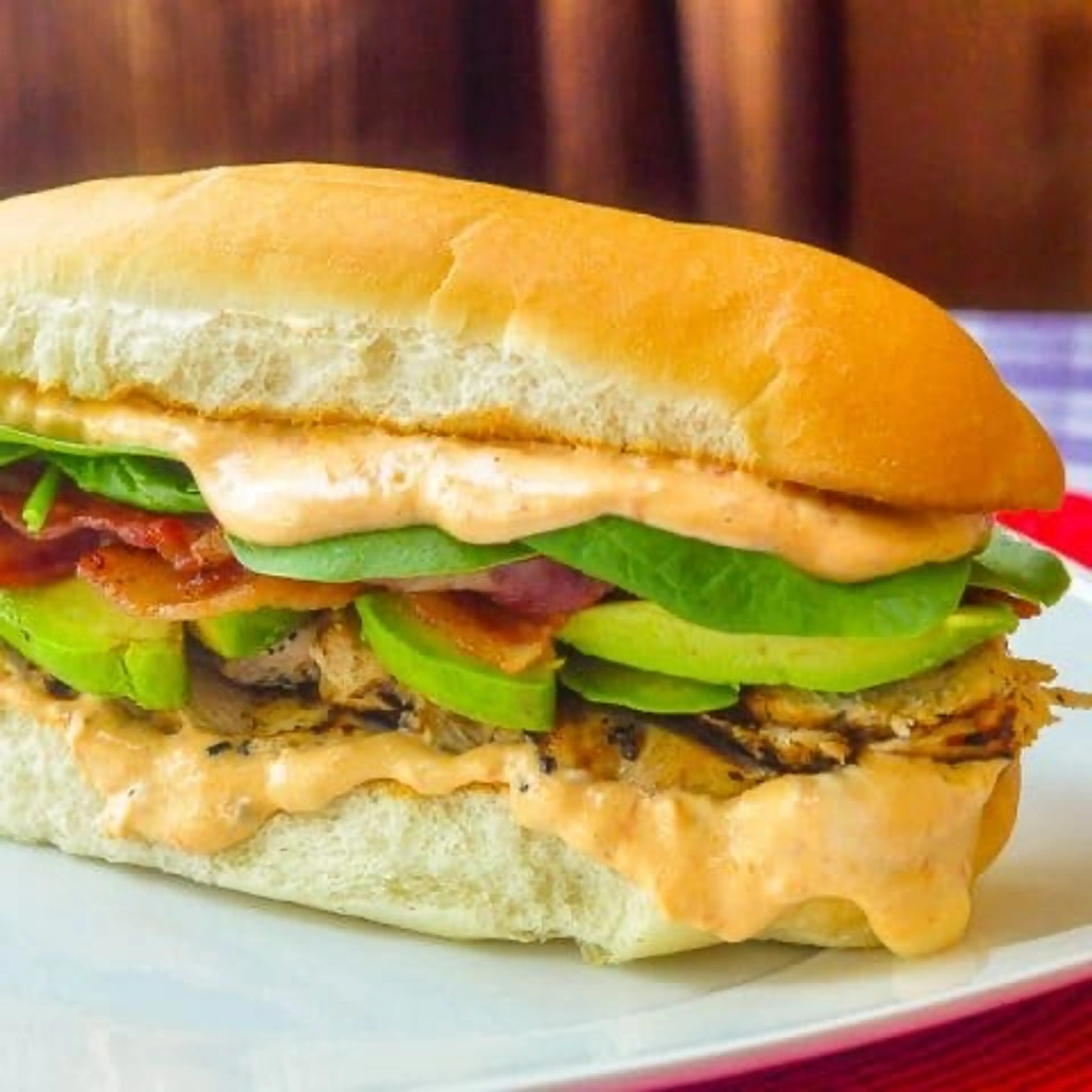 Grilled Chicken Avocado Club Sub with Spicy Sundried Tomato