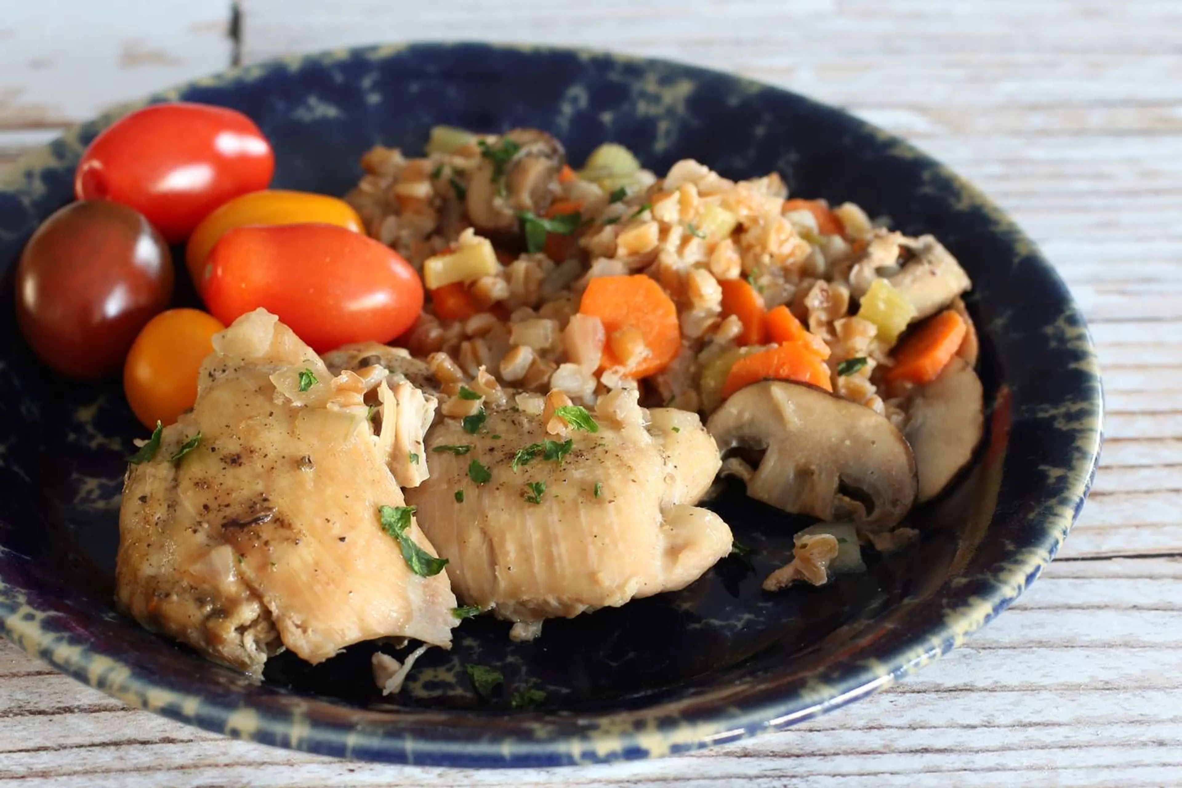 Slow Cooker Chicken With Farro and Vegetables