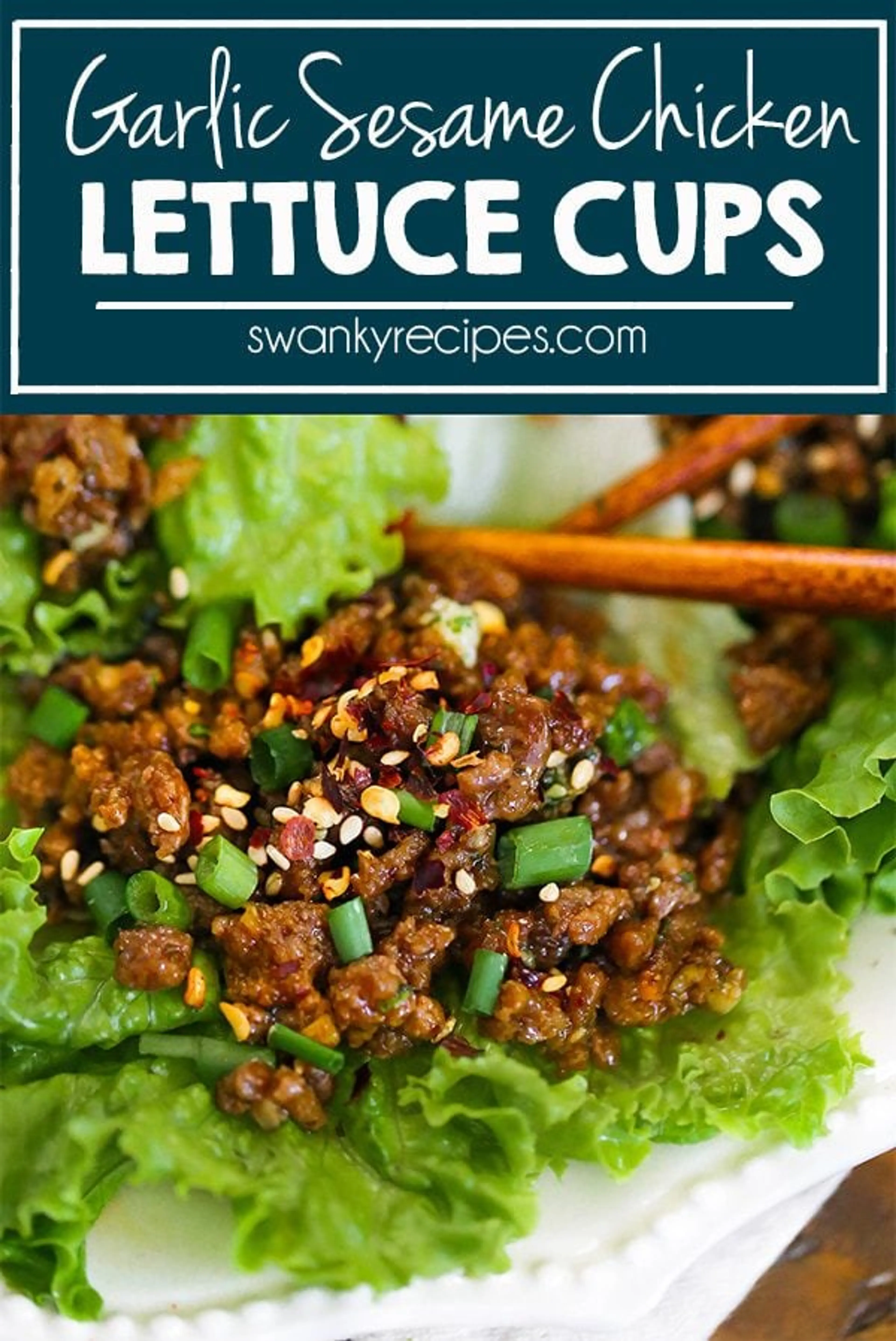Asian Garlic Sesame Chicken Lettuce Cups