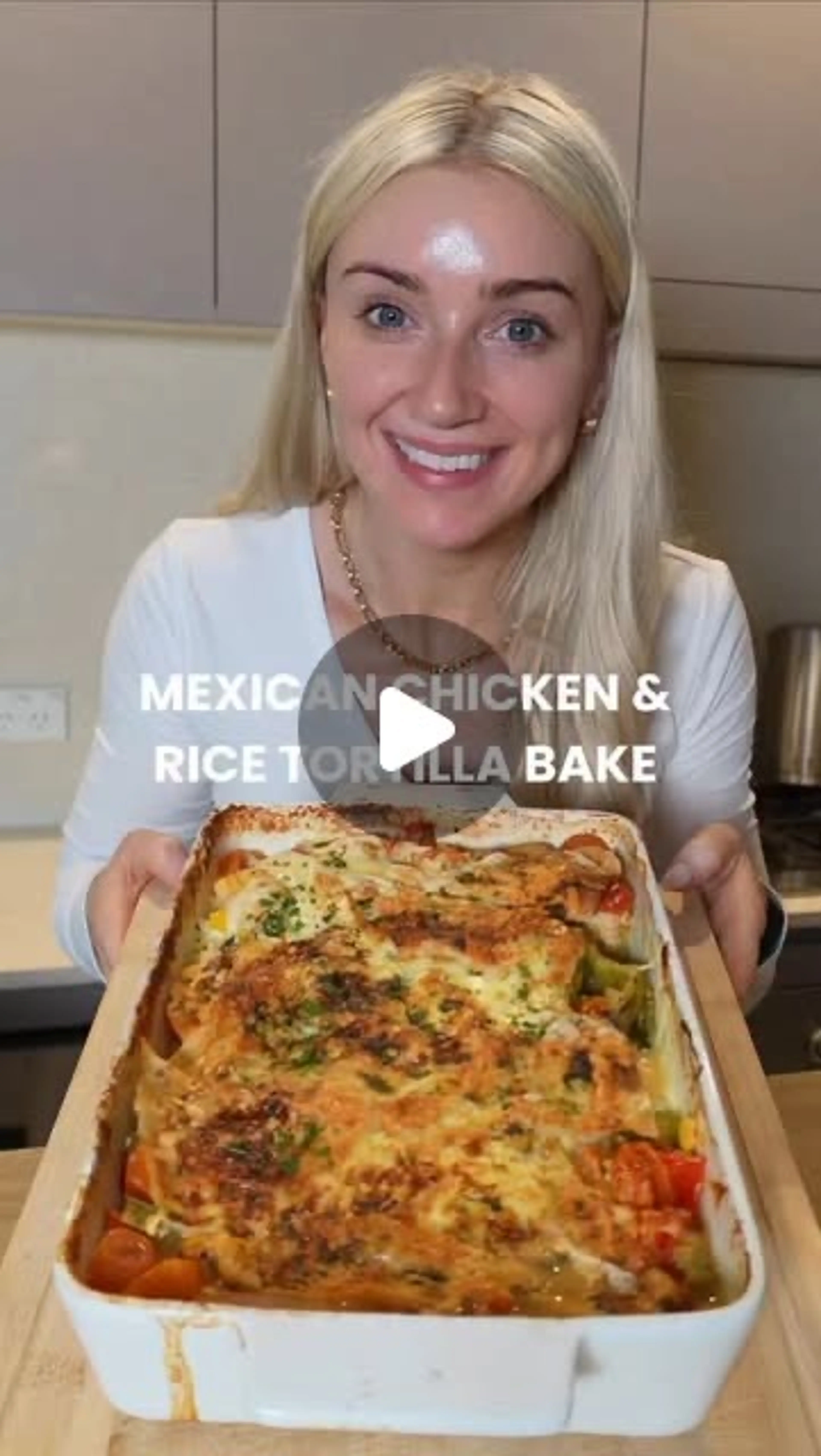 Creamy Mexican Chicken & Rice Tortilla Bake