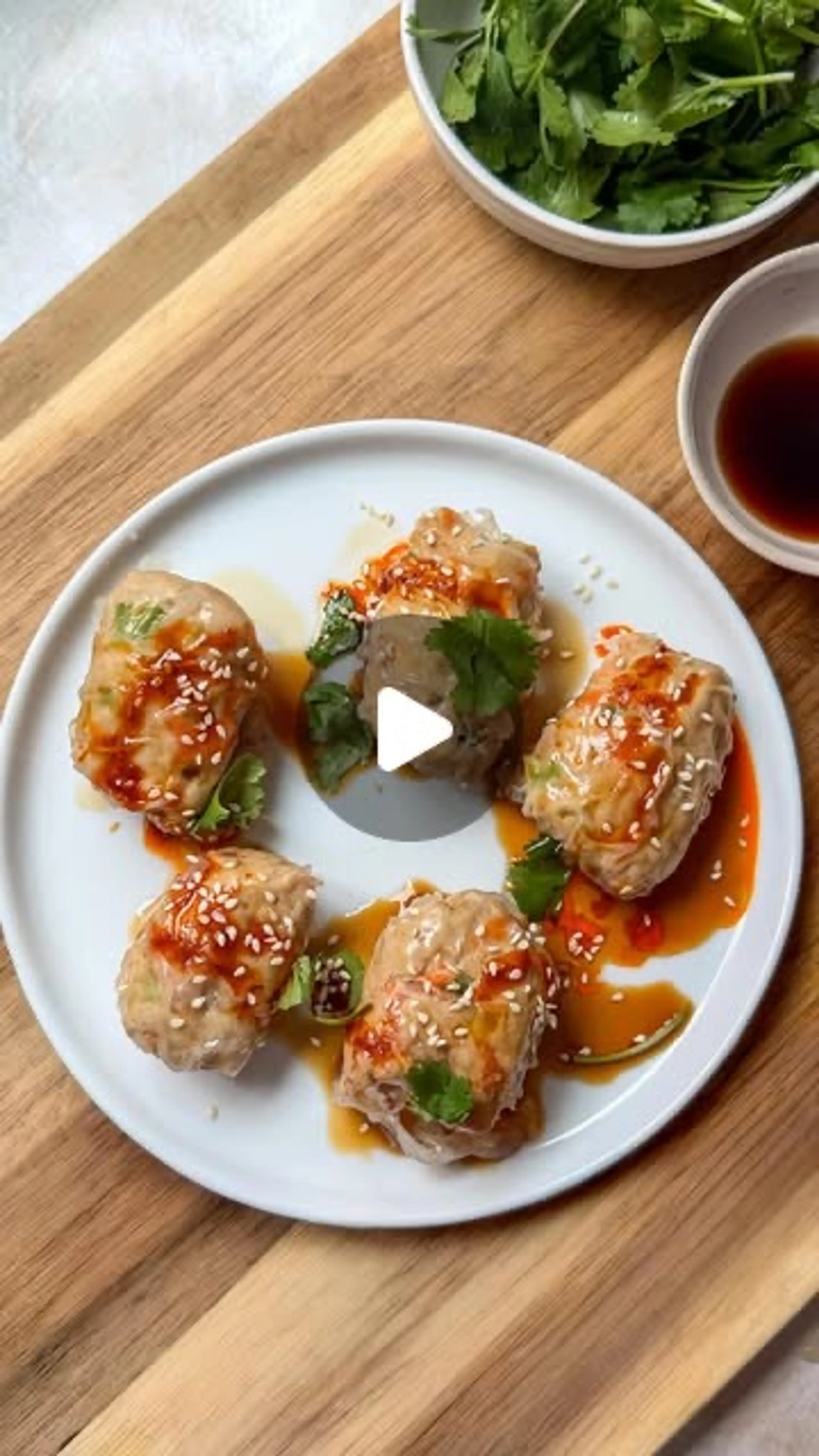 Steamed Chicken Rice Paper Rolls