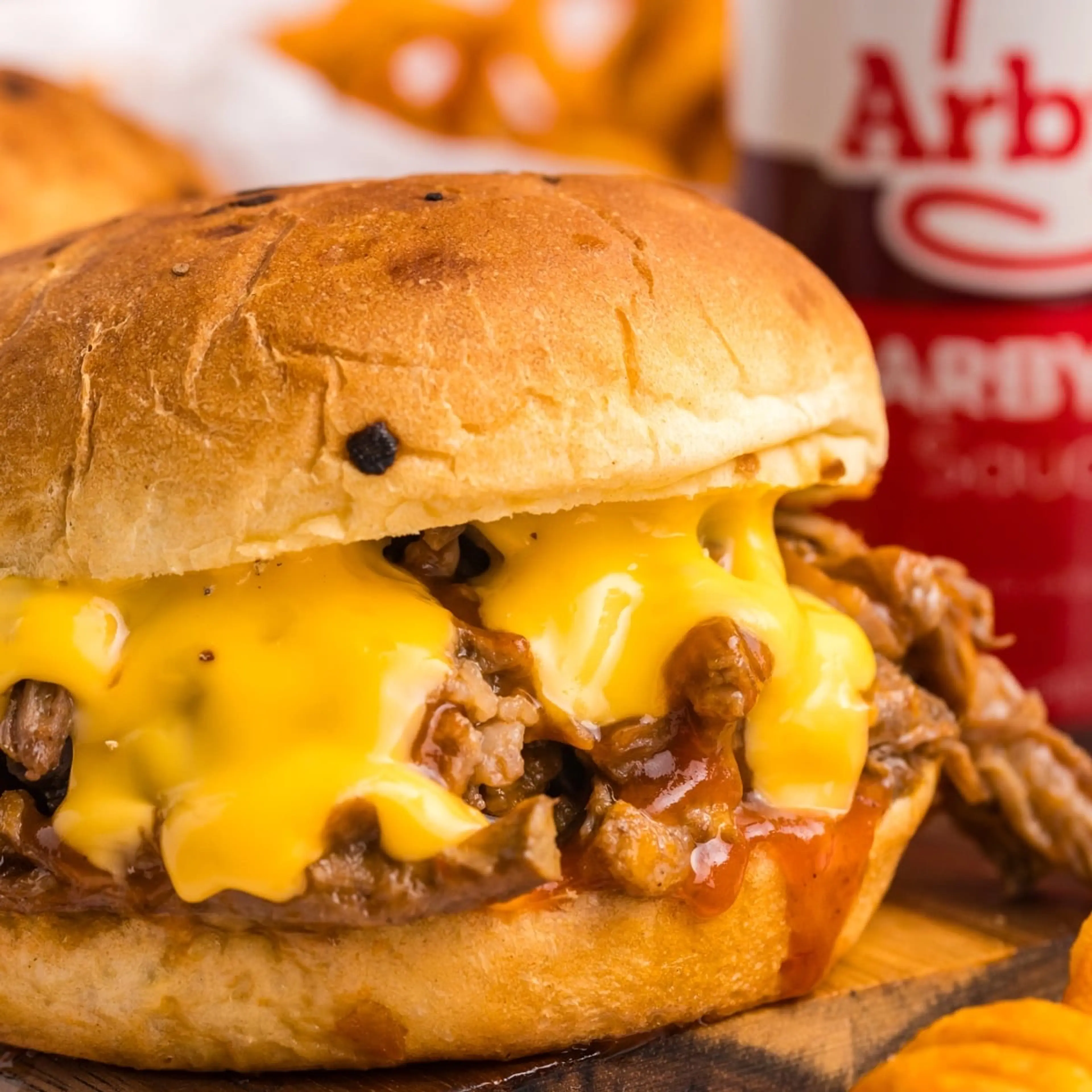 Slow Cooker Beef and Cheddar Sandwiches