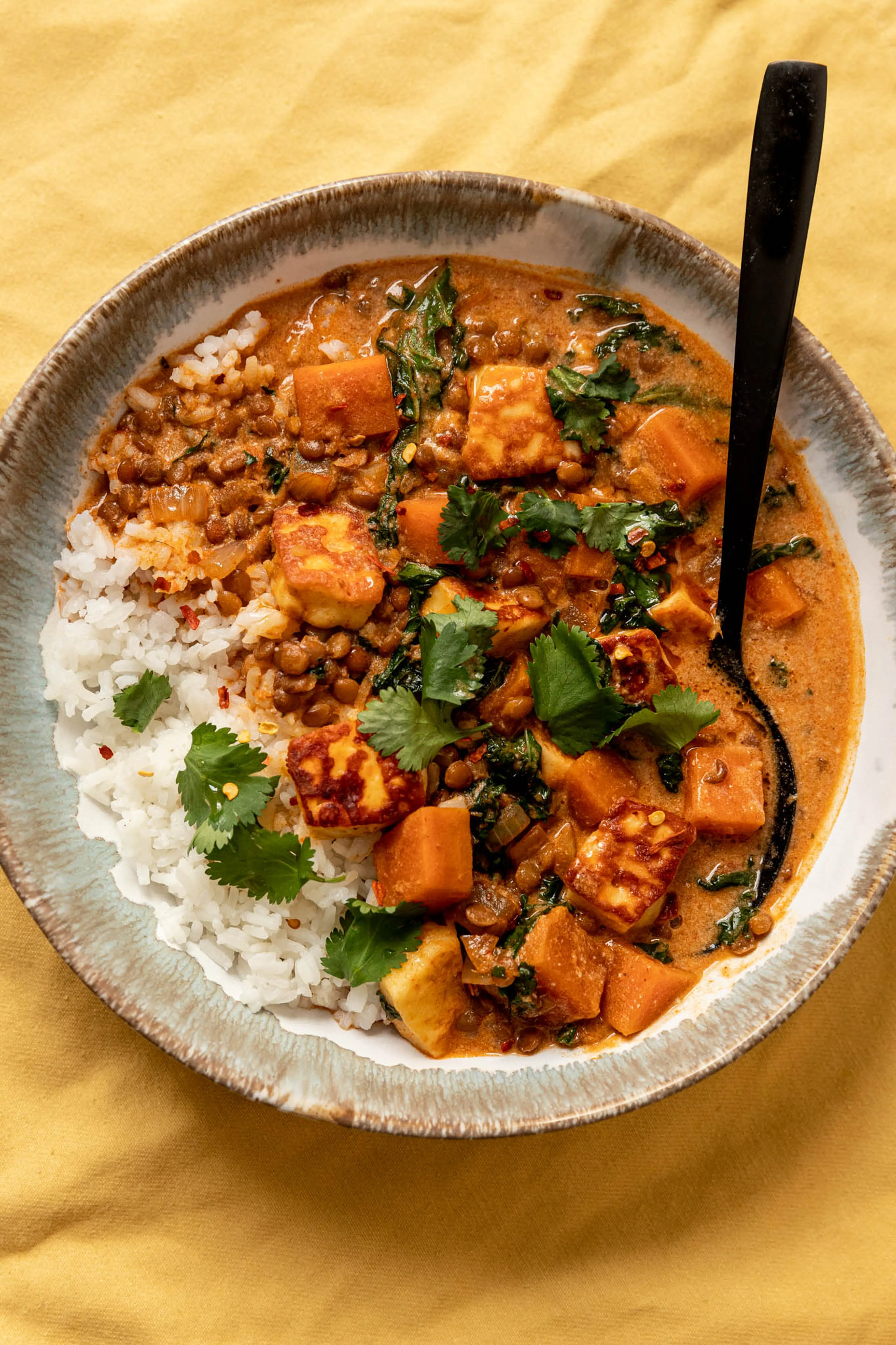 Sweet Potato, Lentil & Halloumi Curry