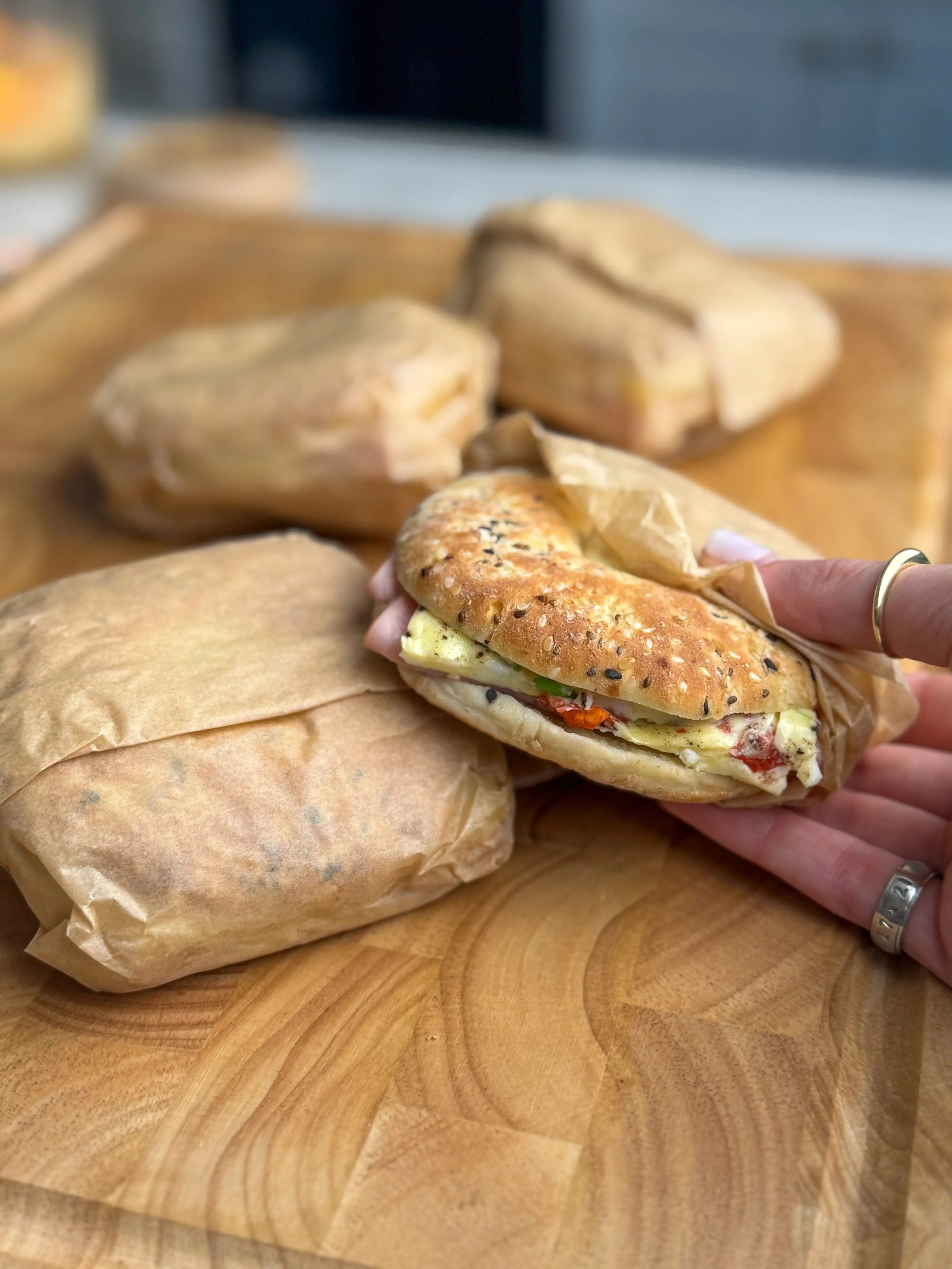 Ham Egg and Cheese Bagel Thins